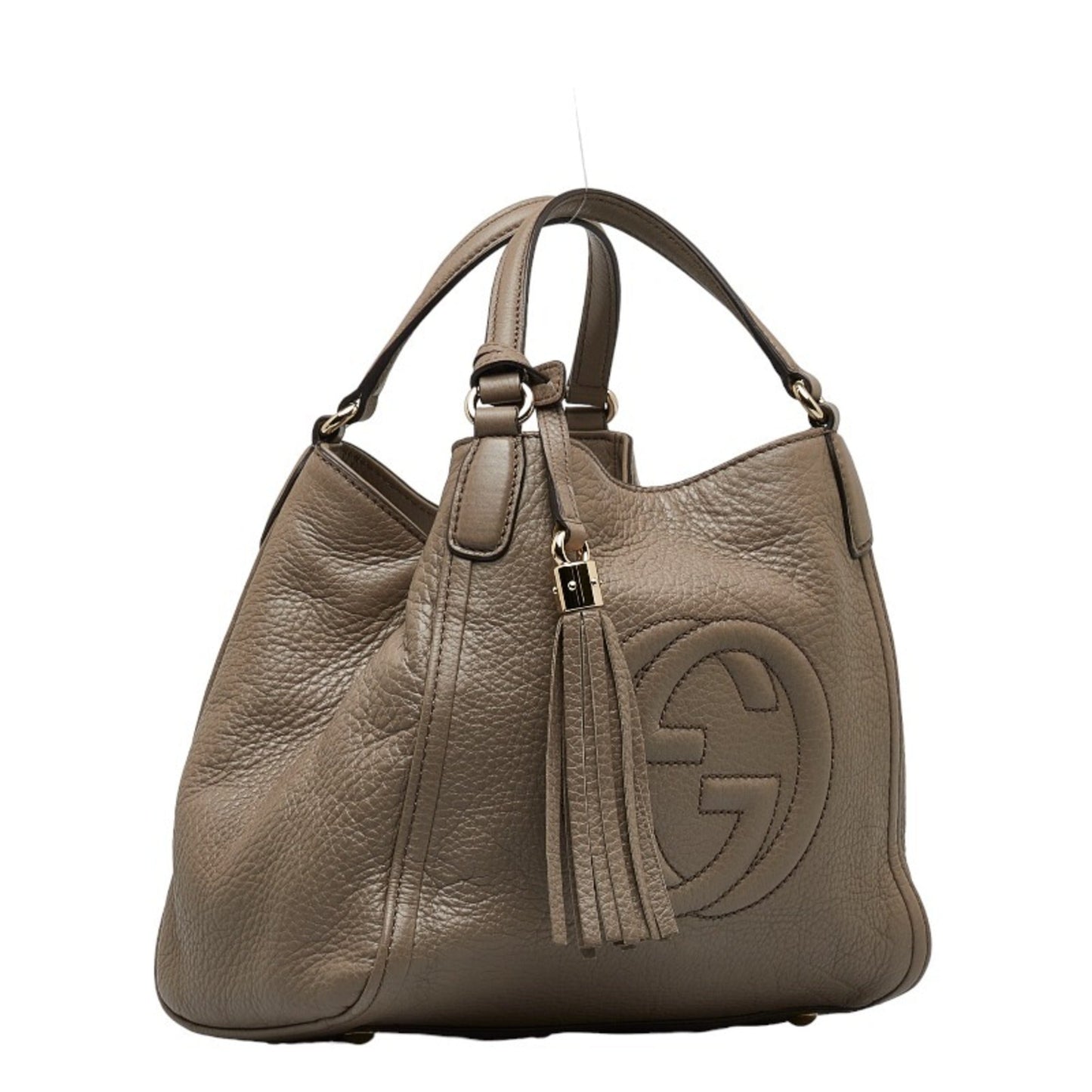 GUCCI Soho Interlocking G Handbag Shoulder Bag 2WAY 336751 Gray Leather Ladies