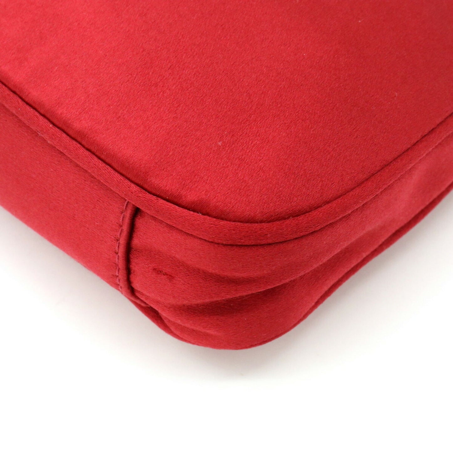 GUCCI Bamboo Handbag Shoulder Bag Satin Red 005.781.0315