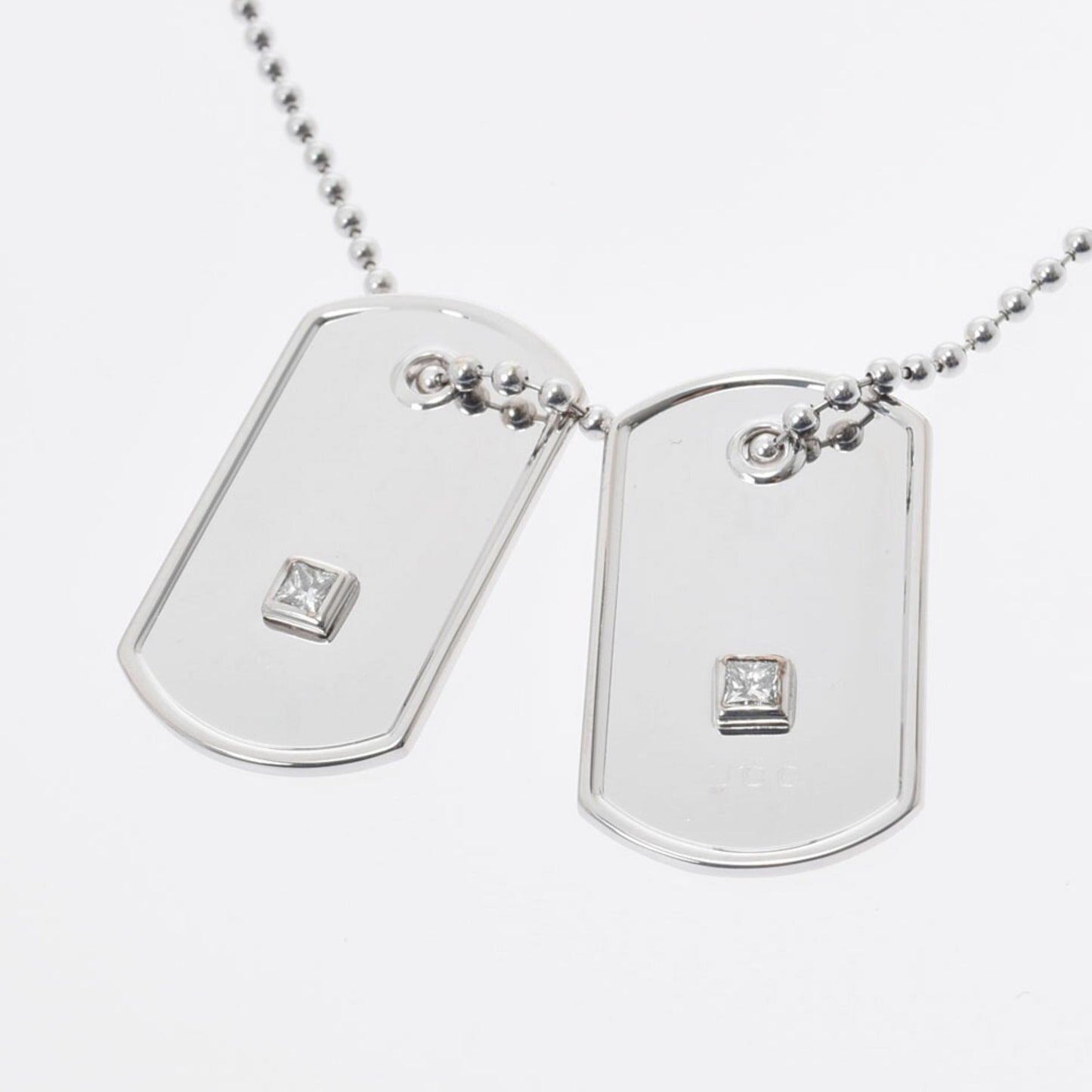 Gucci 2P diamond dock tag unisex K18WG necklace