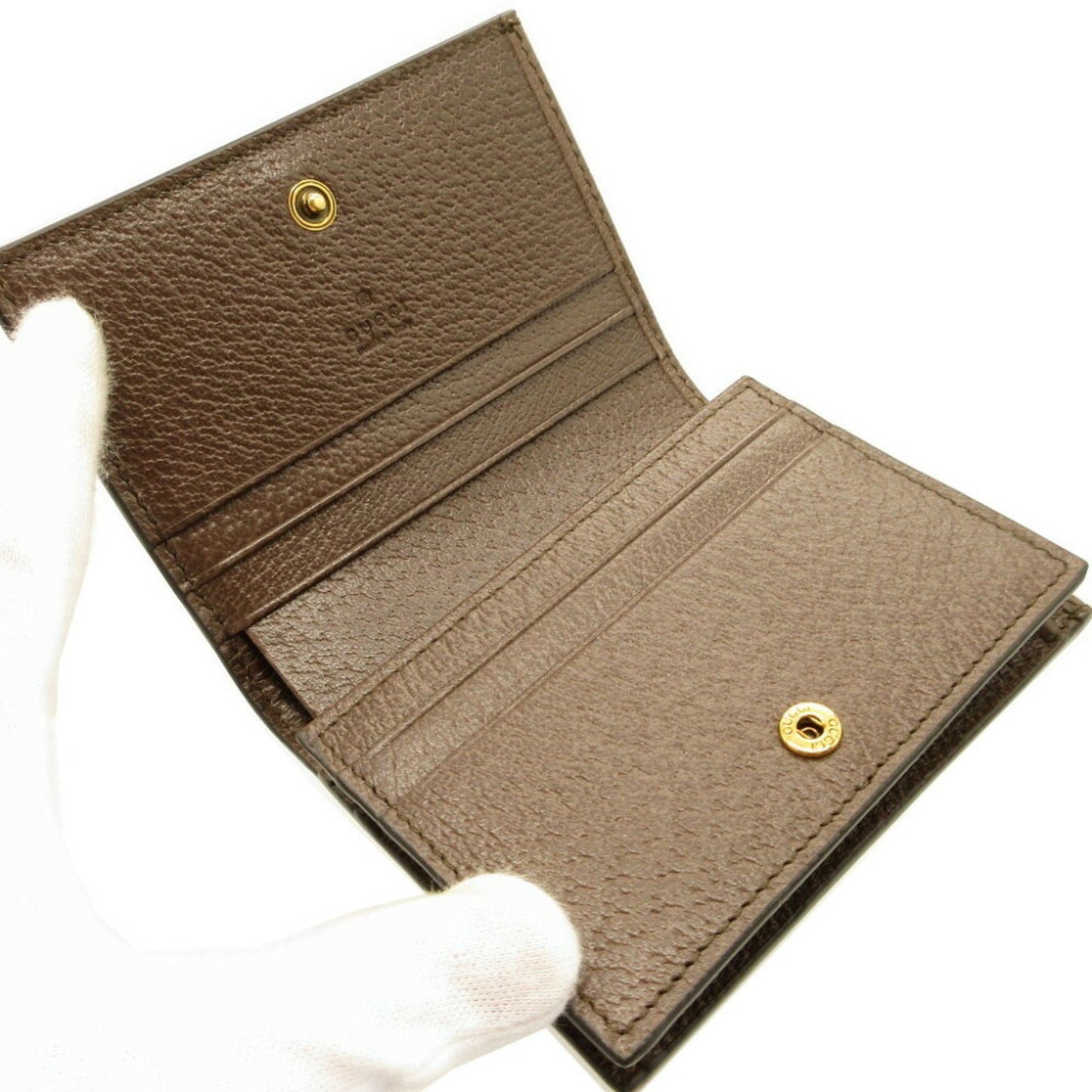 Gucci 658244 Jumbo GG Bamboo Canvas Leather Brown Bifold Wallet 0153