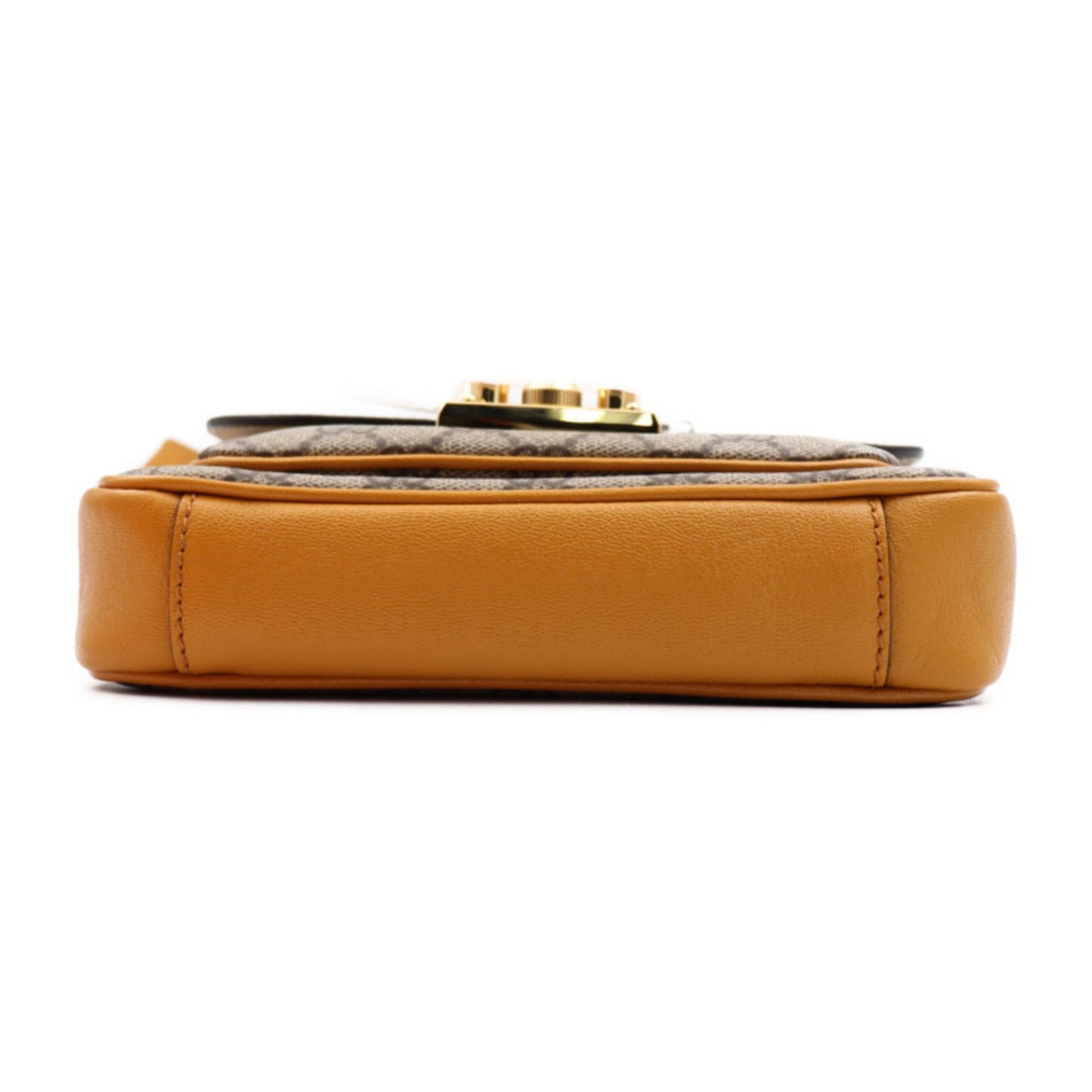 GUCCI Shoulder Bag 658487 Leather GG Supreme Canvas Ivory Dark Leaves Beige Ebony Gold Hardware Padlock 2WAY Handbag