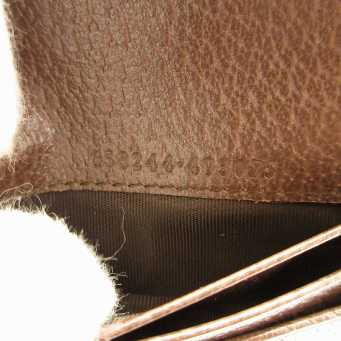 Gucci 658244 Jumbo GG Bamboo Canvas Leather Brown Bifold Wallet 0153