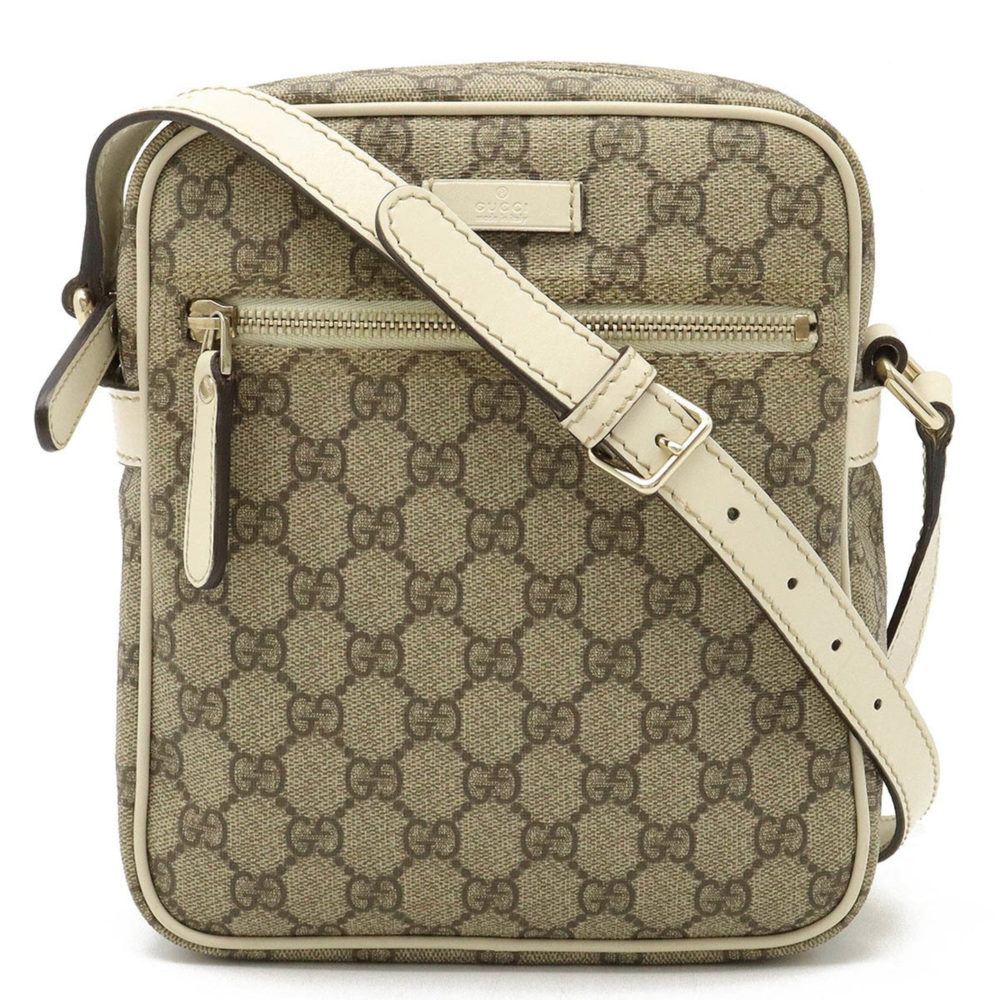 GUCCI GG Plus Supreme Shoulder Bag Pochette PVC Leather Khaki Beige Brown Ivory 233268