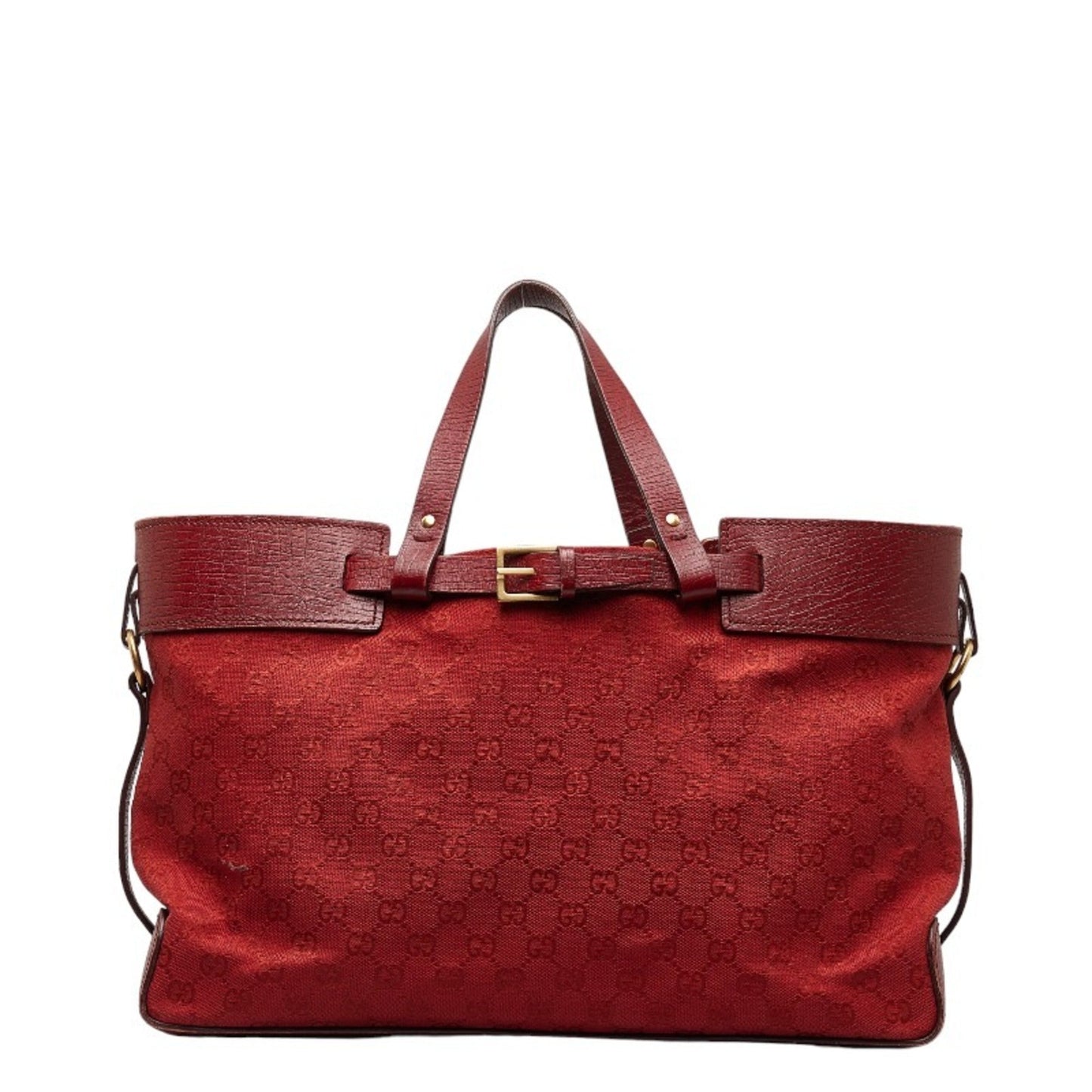 GUCCI GG canvas handbag tote bag 106251 red leather ladies