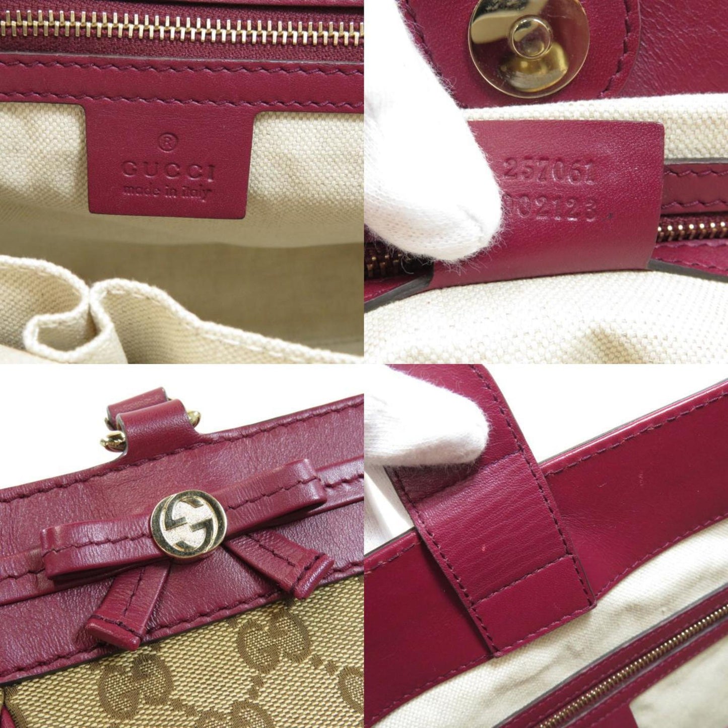Gucci 257061 GG Tote Bag Canvas / Leather Women's GUCCI