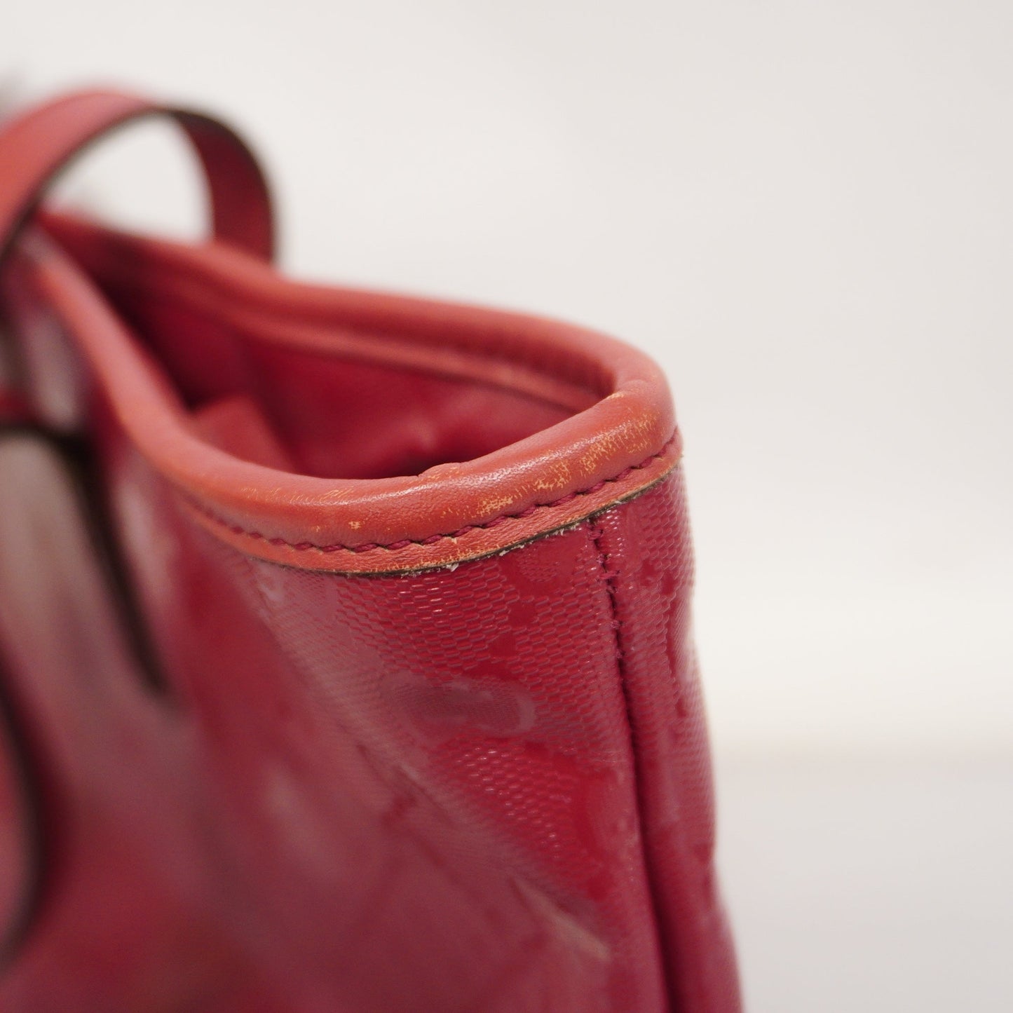 GUCCI GG Imprime 211137 Women's Leather Tote Bag Red Color