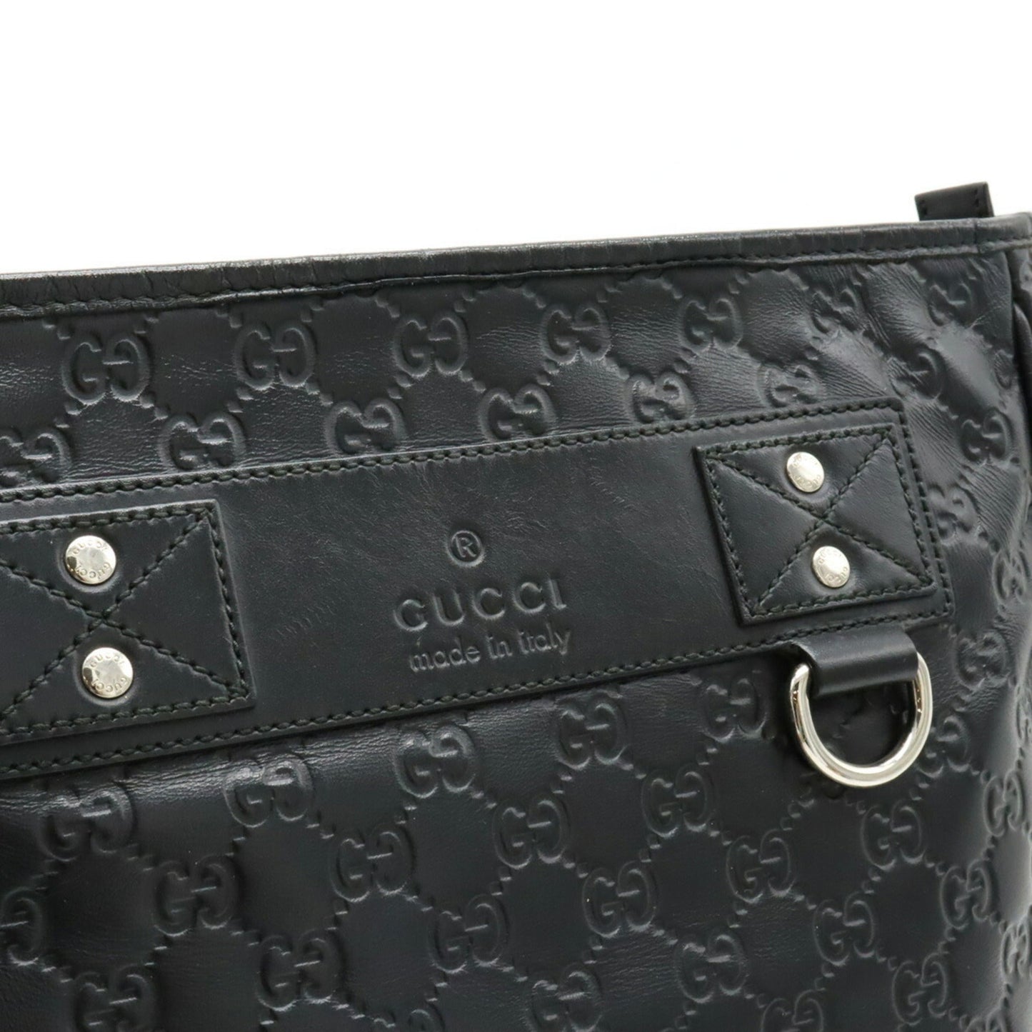 GUCCI sima Shoulder Bag Leather Black 322080