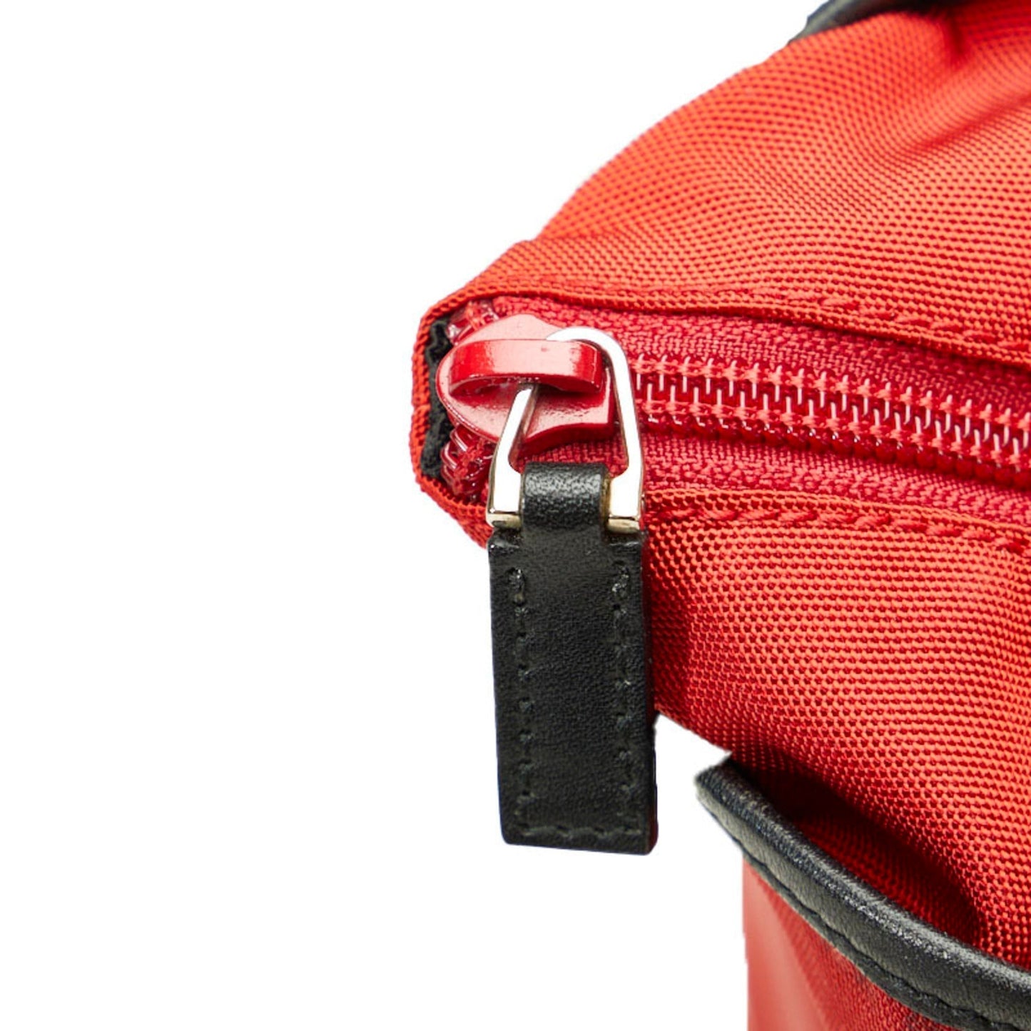GUCCI Embossed Handbag Tote Bag 019 0401 Red Black Nylon Leather Women's