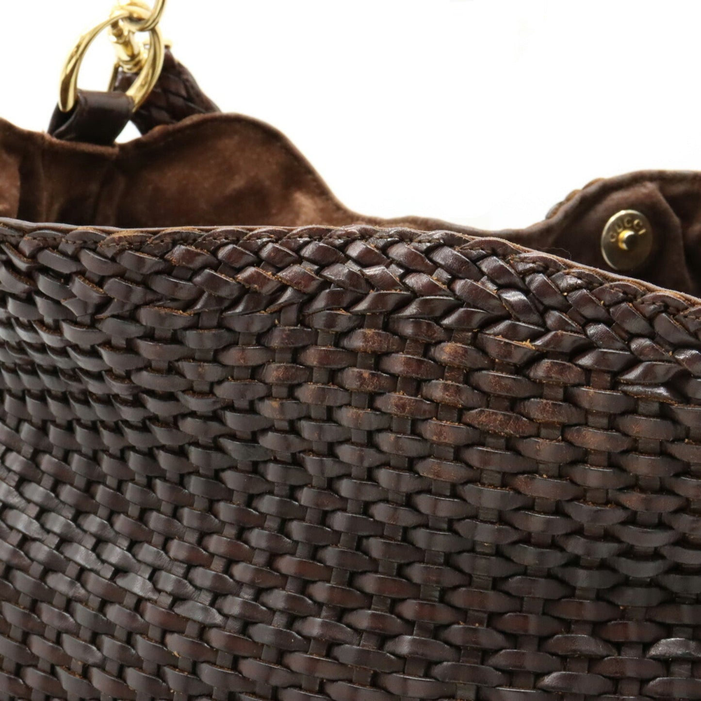 Gucci Bamboo HandBag Shoulder Bag Leather Dark Brown 001.2404.1577