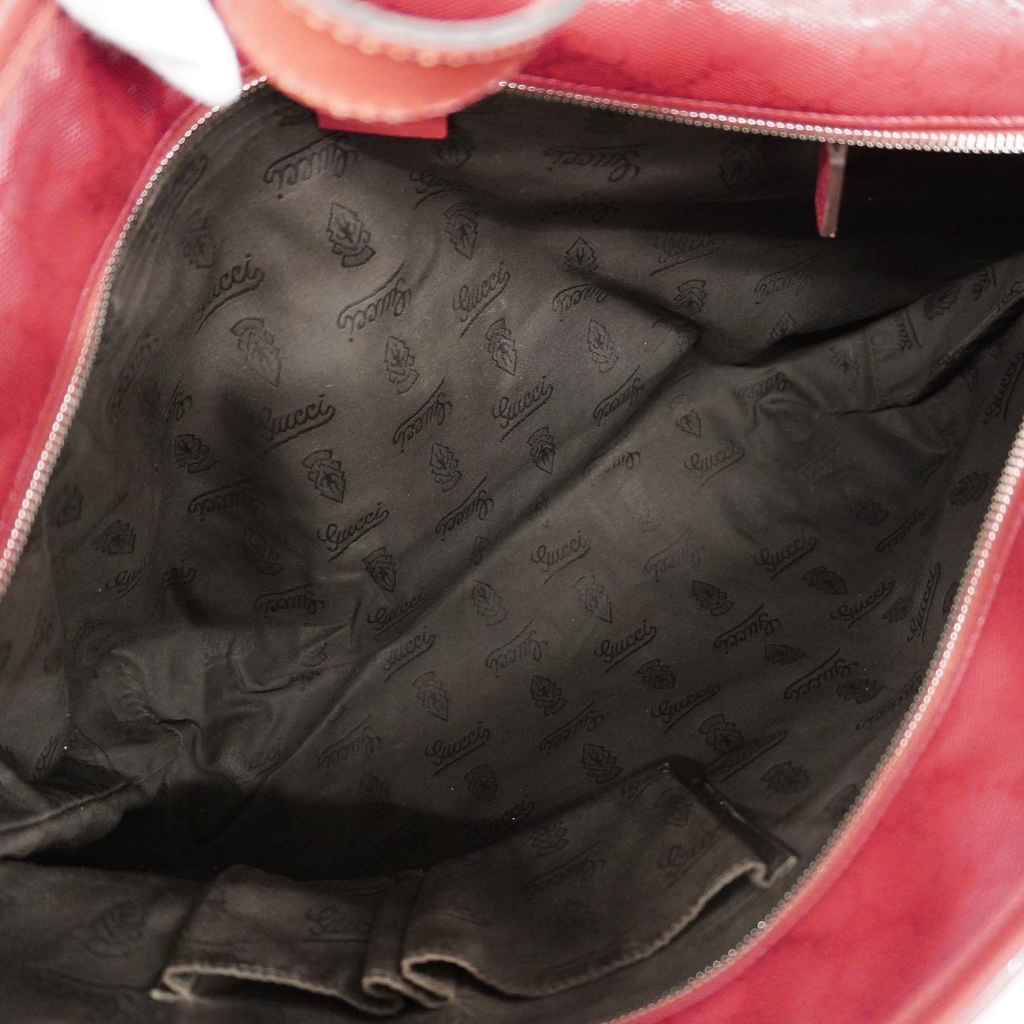 GUCCI GG Imprime 211137 Women's Leather Tote Bag Red Color