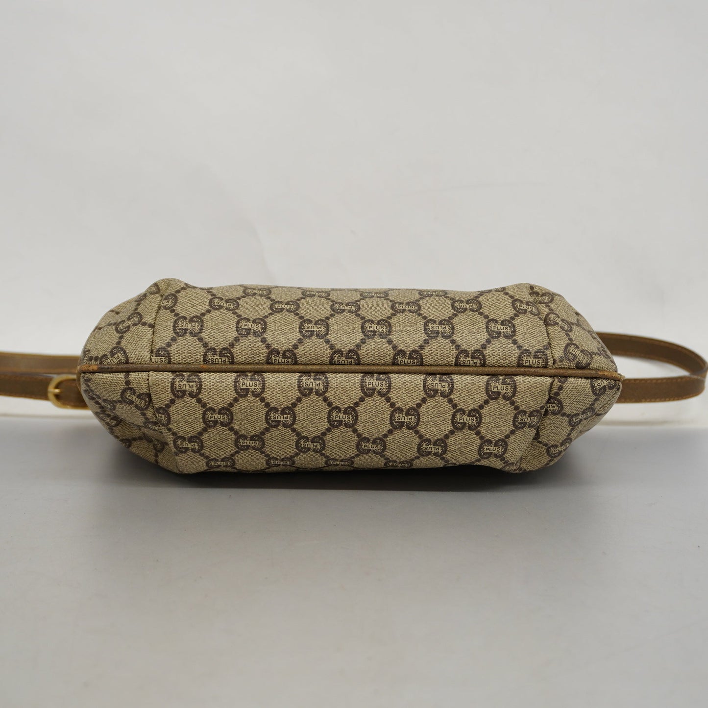 GUCCI GG Plus 122754 PVC Shoulder Bag Beige,Brown