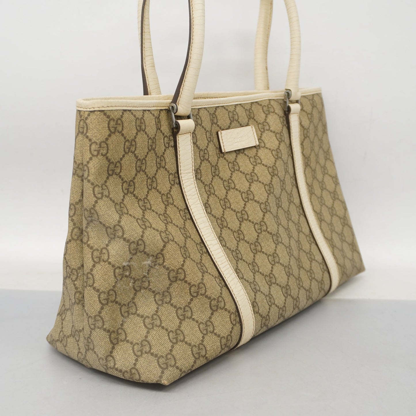 Gucci Tote Bag 114595 Women's GG Supreme Tote Bag Beige,White