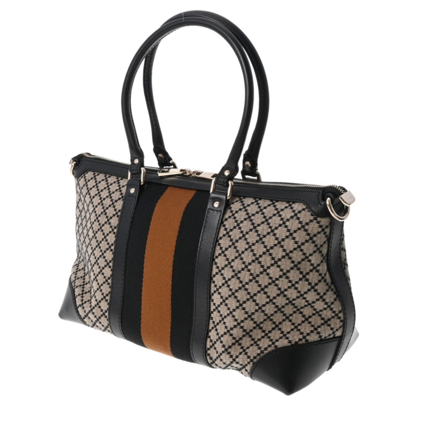 Gucci Diamante 2way Beige/Black/Brown 257341 Ladies Canvas Leather Tote Bag