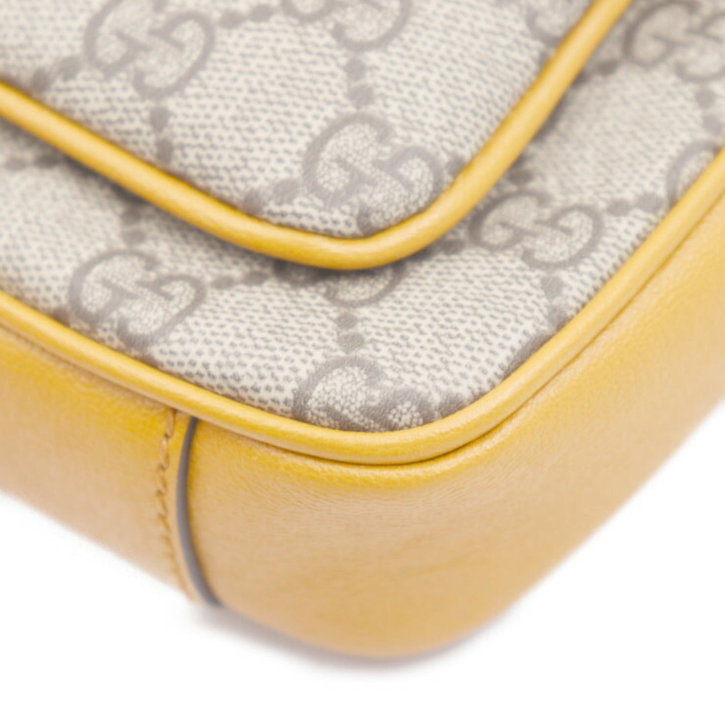 GUCCI Shoulder Bag 658487 Leather GG Supreme Canvas Ivory Dark Leaves Beige Ebony Gold Hardware Padlock 2WAY Handbag