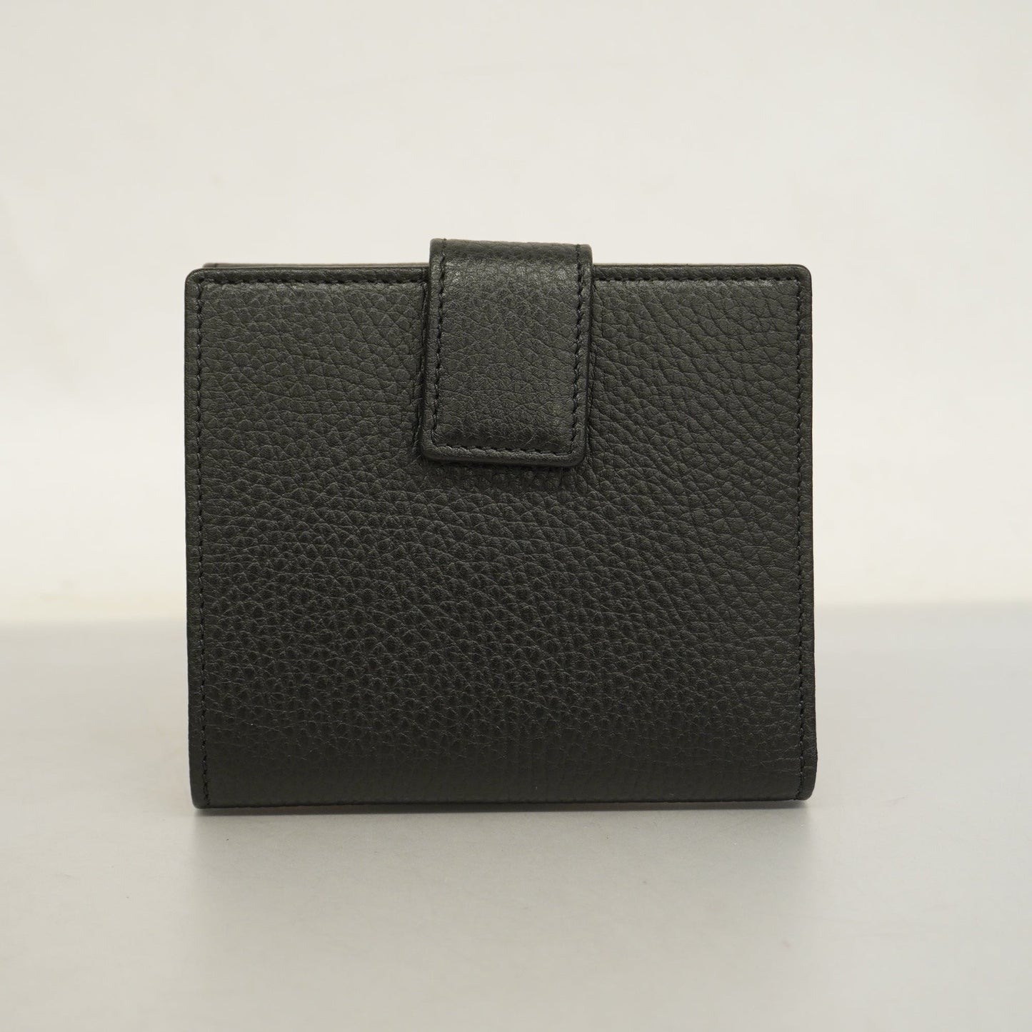GUCCIAuth GG Marmont Gold Hardware 456122 Women's Leather Wallet Black