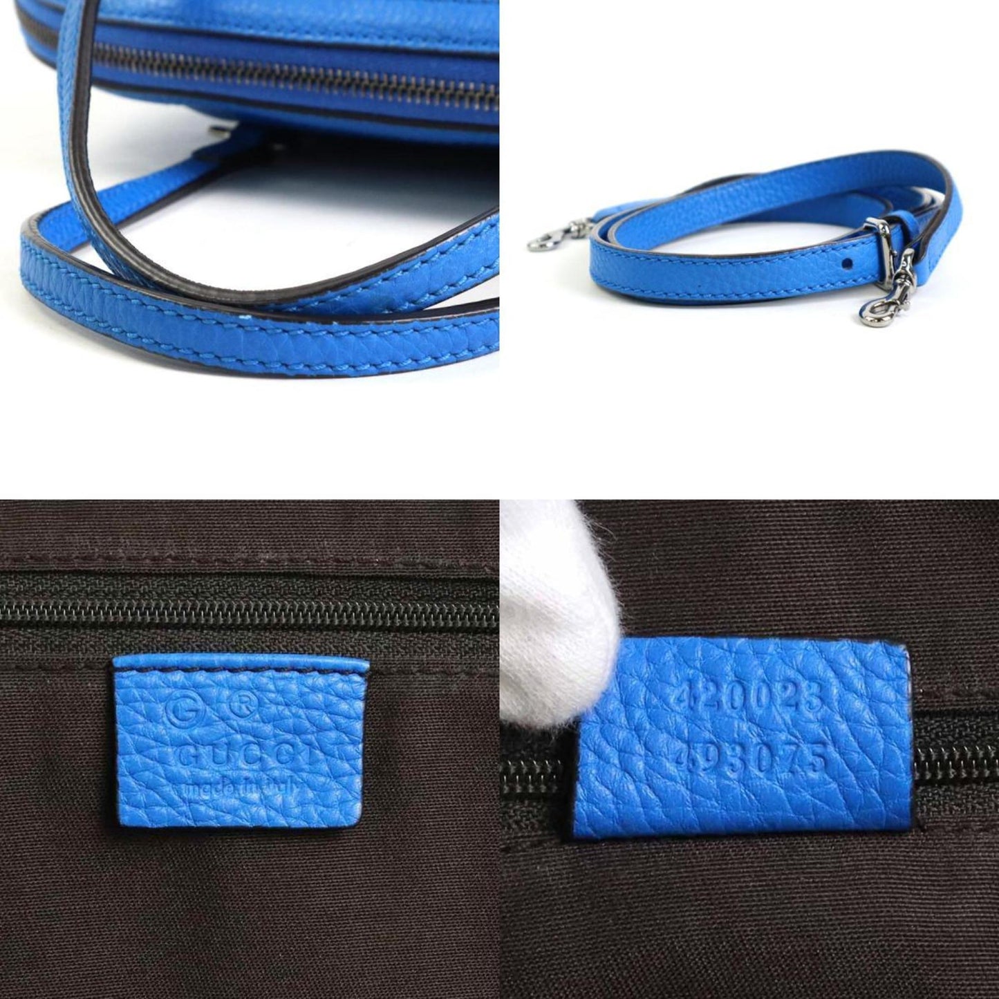 GUCCI Handbag Shoulder Bag Leather Blue Ladies 420023