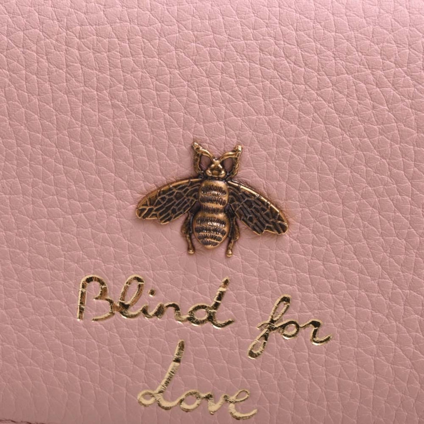GUCCI Leather Animanie Bee Shoulder Bag 498097 Pink Women's