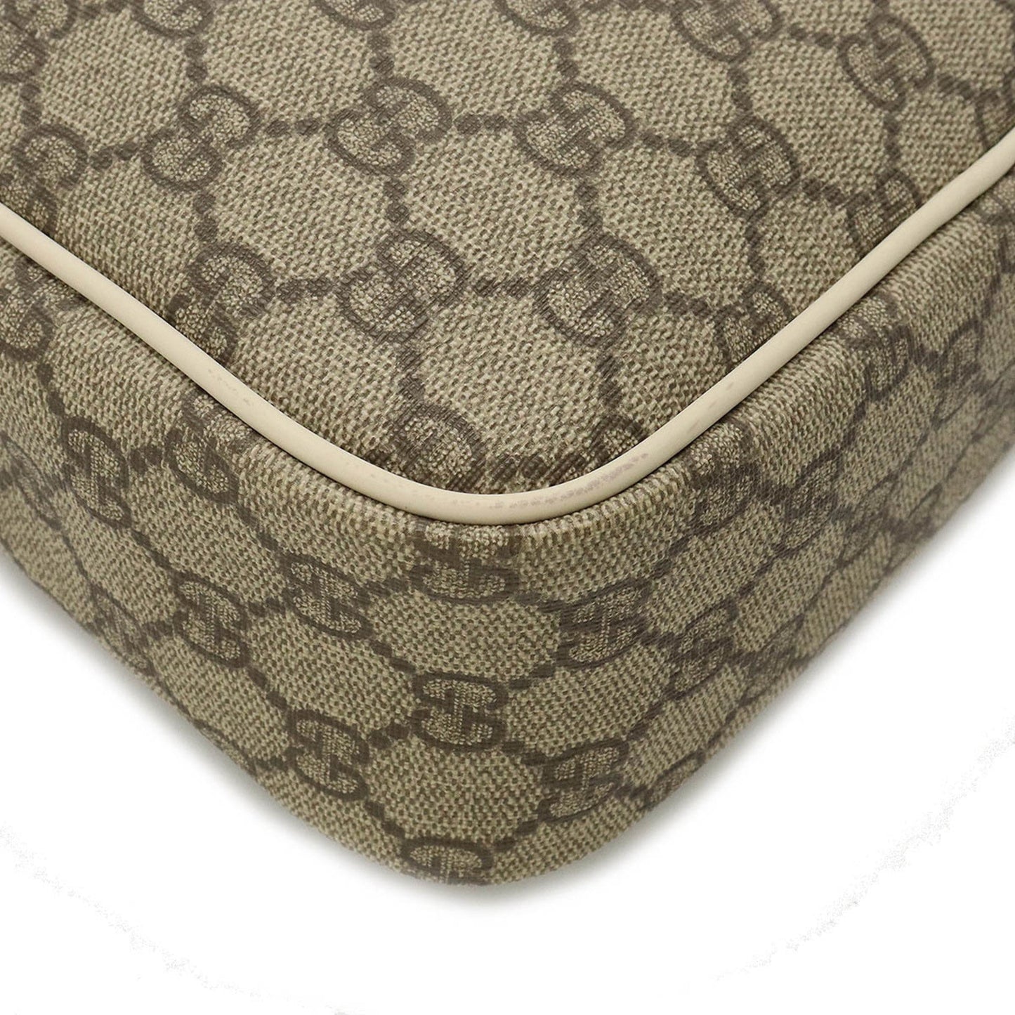 GUCCI GG Plus Supreme Shoulder Bag Pochette PVC Leather Khaki Beige Brown Ivory 233268