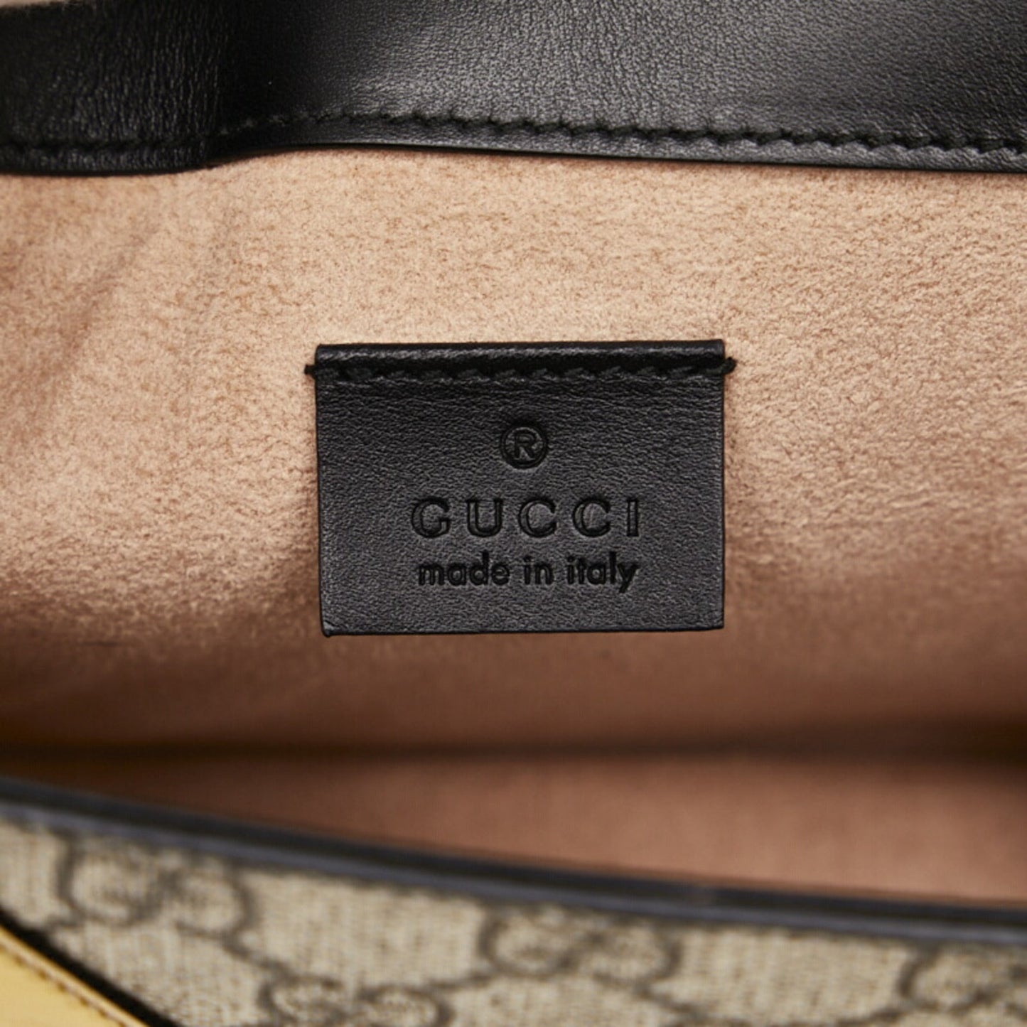 GUCCI Ogilide Shoulder Bag 500781 Black Gold Beige Leather PVC Women's