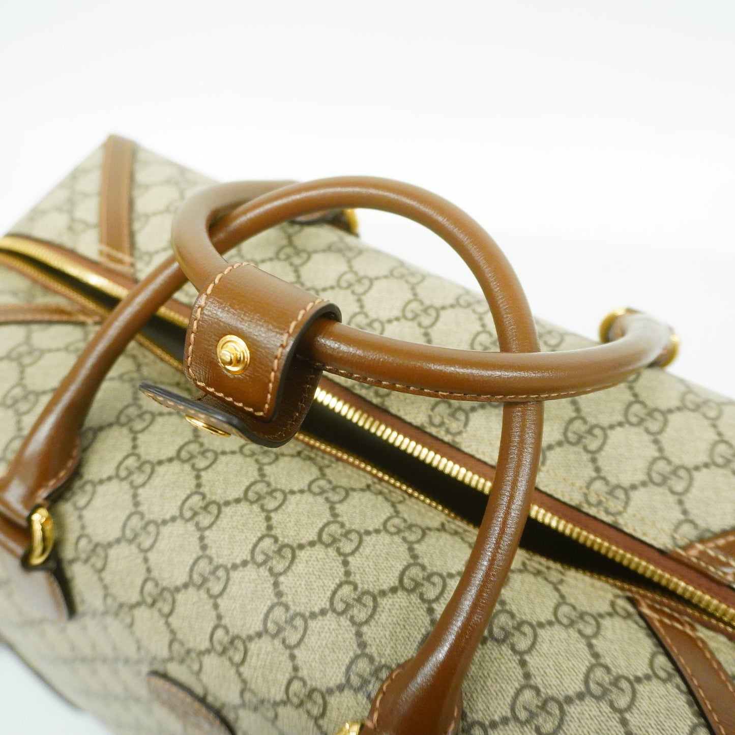 GUCCI Interlocking G 322055 Unisex GG Supreme Boston Bag Beige,Brown