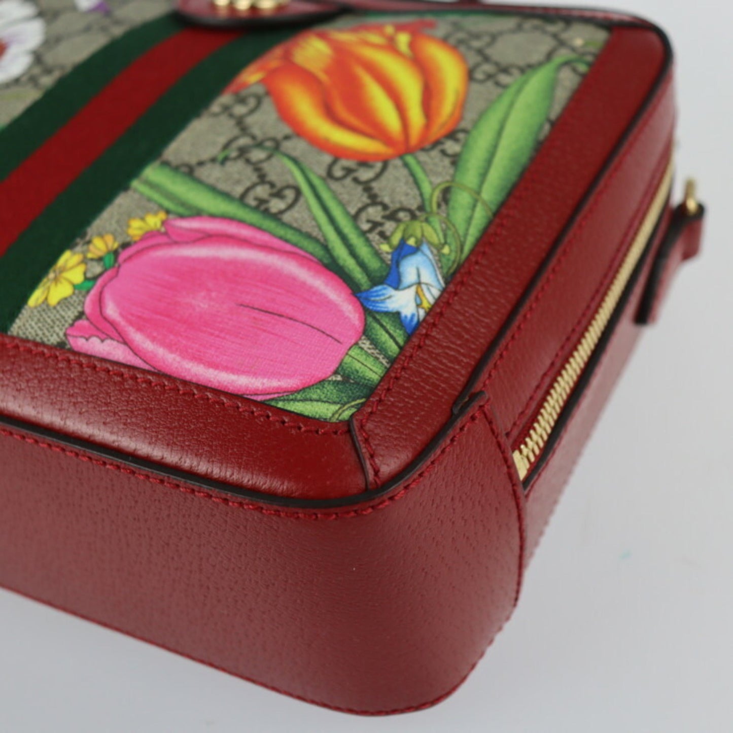 Gucci GG Small Shoulder Bag Ophidia Web 550622 Supreme Canvas Leather Red Multicolor Gold Hardware 2WAY Handbag