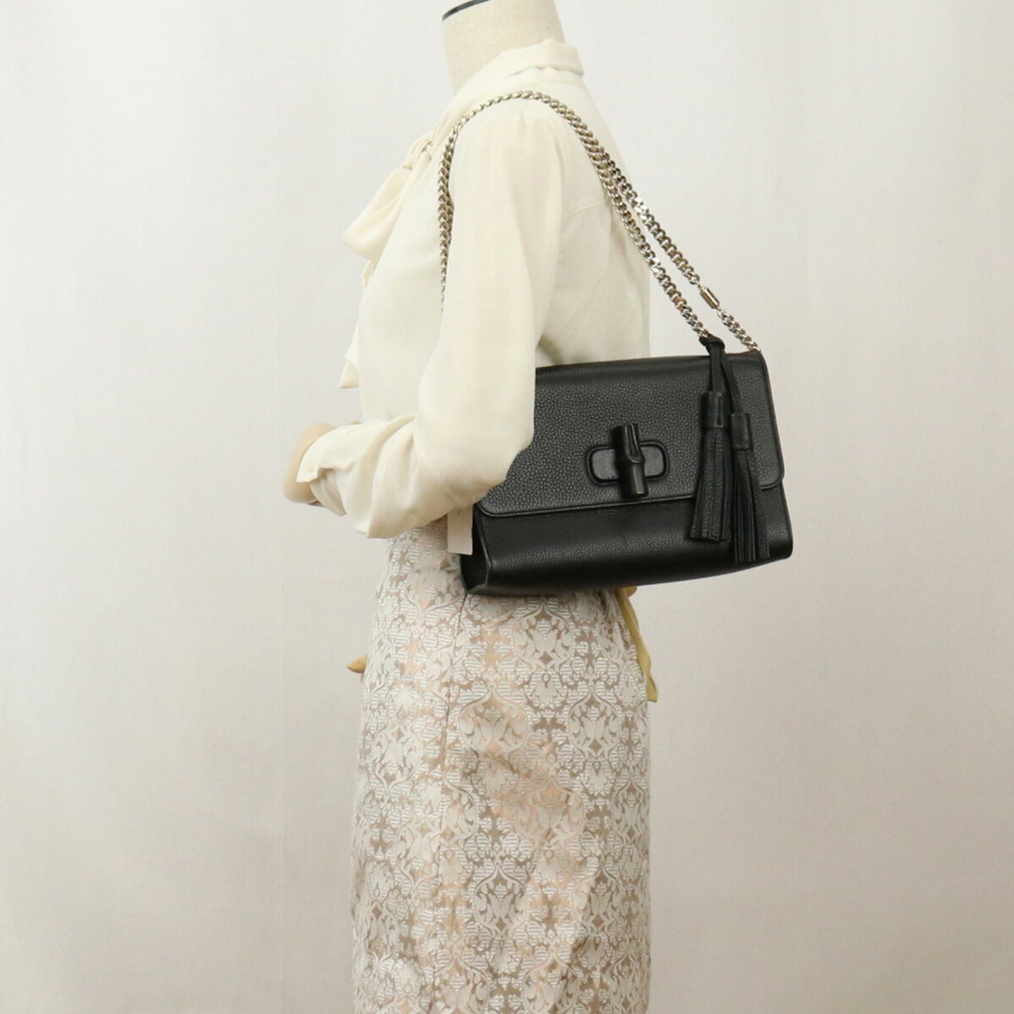 GUCCI Bamboo Chain Shoulder 387611 Bag Leather Women's