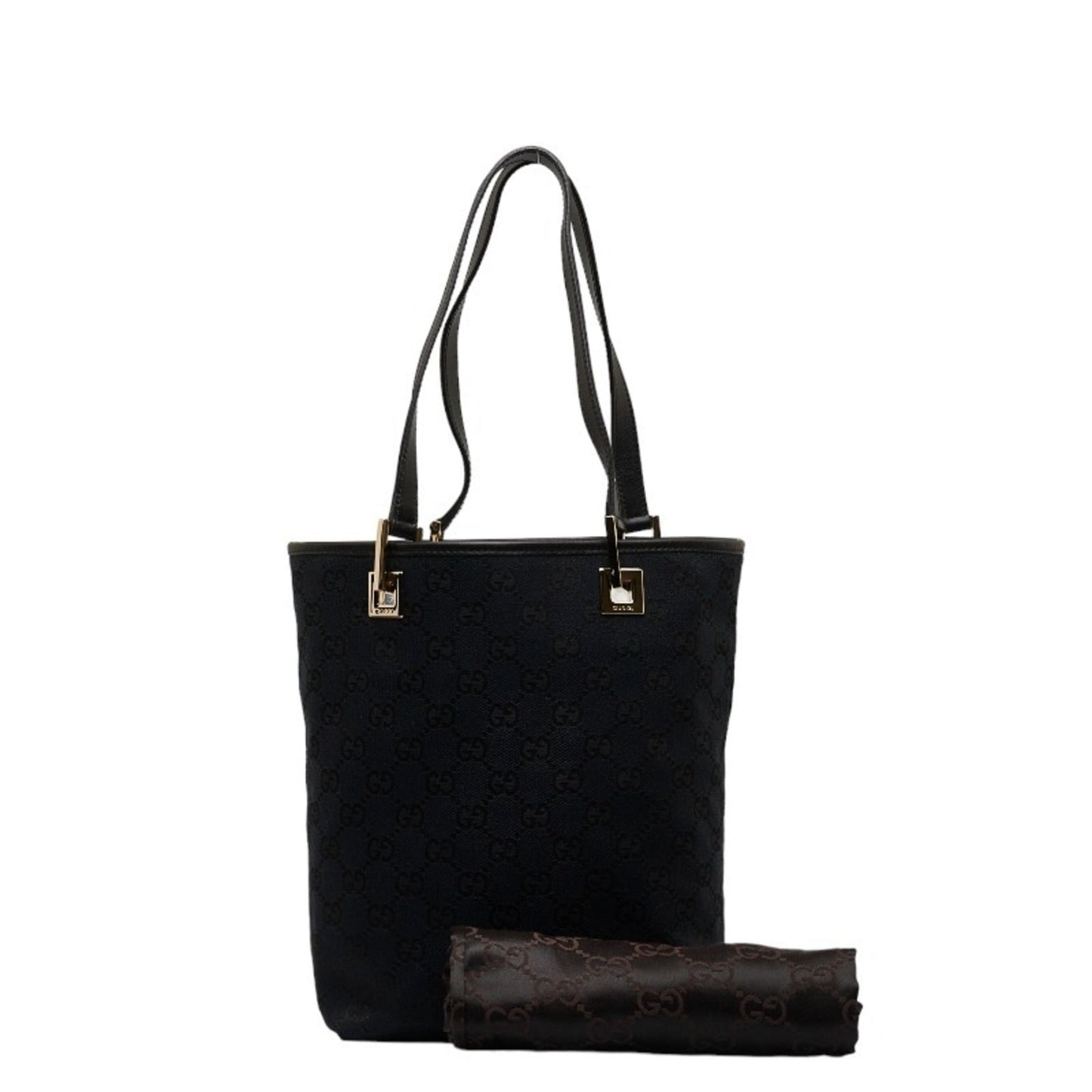 GUCCI GG canvas handbag tote bag 002 1099 black leather ladies