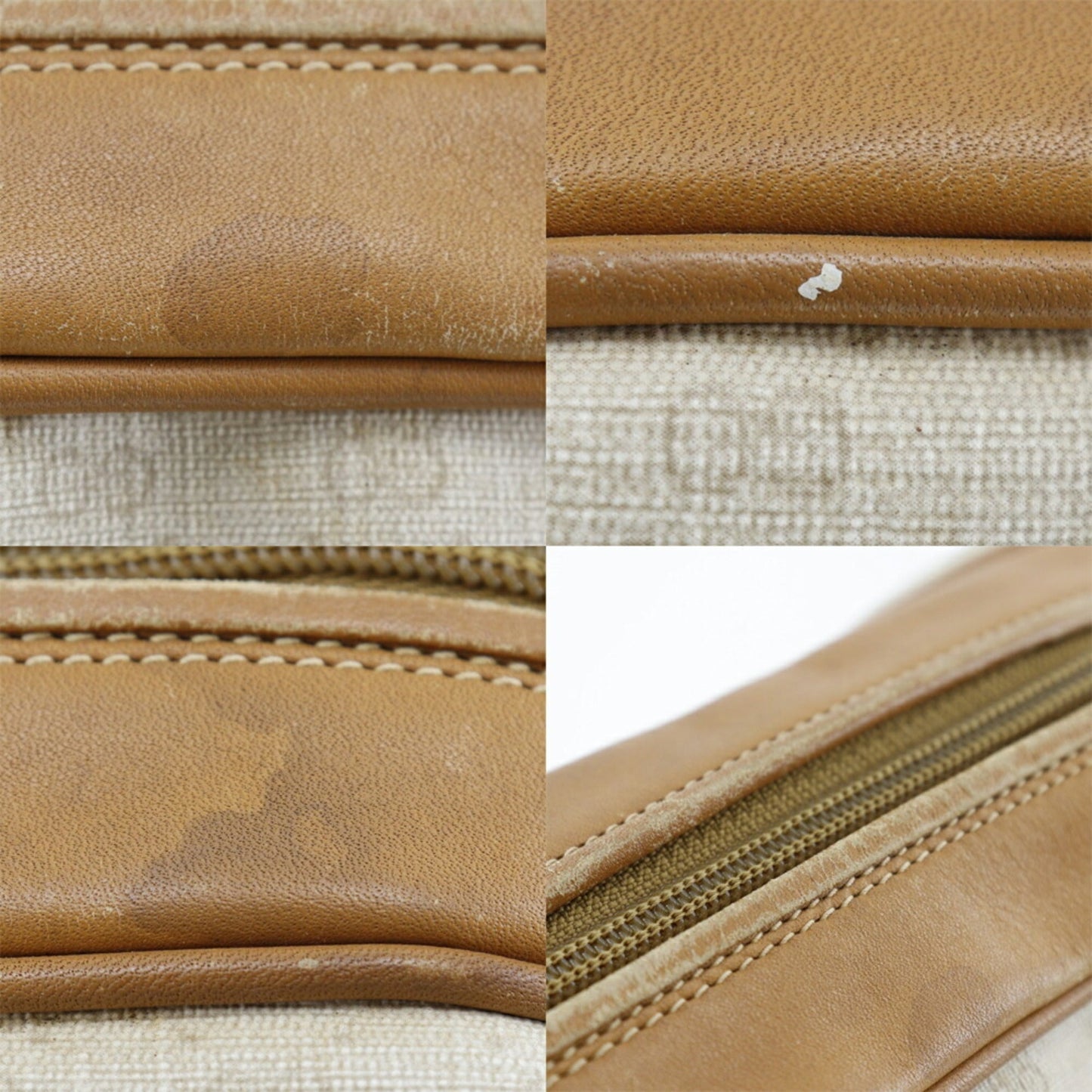 GUCCI Old Shoulder Bag 077-115-5770 PVC Coated Canvas Made in Italy Beige Crossbody Zipper Women's