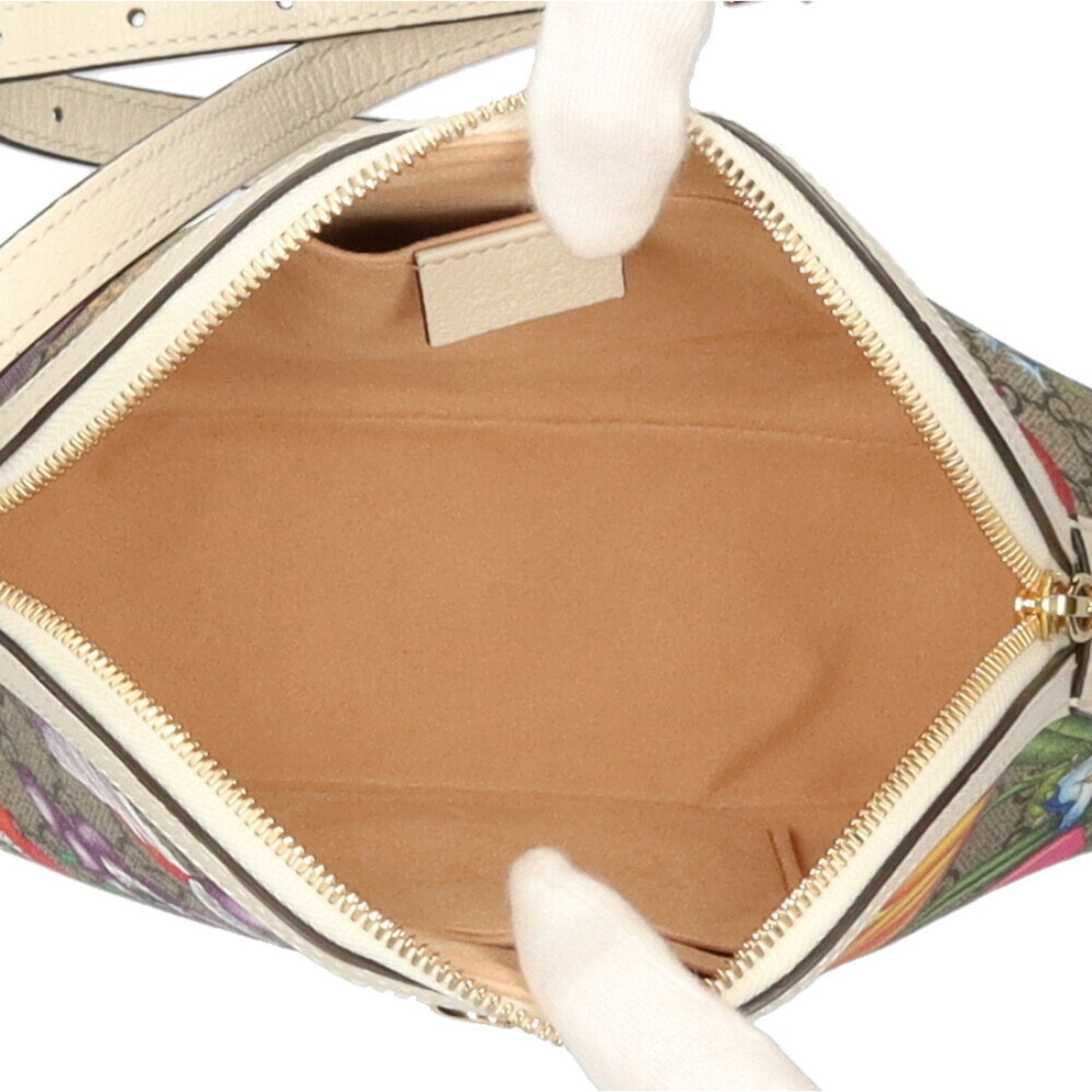 Gucci GG Flora Supreme Shoulder Bag Canvas Beige/Epony Women's