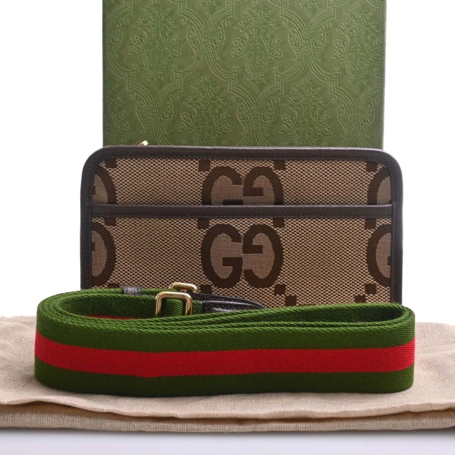 GUCCI Jumbo GG Canvas Mini Bag Shoulder 696075 Beige/Brown Women's
