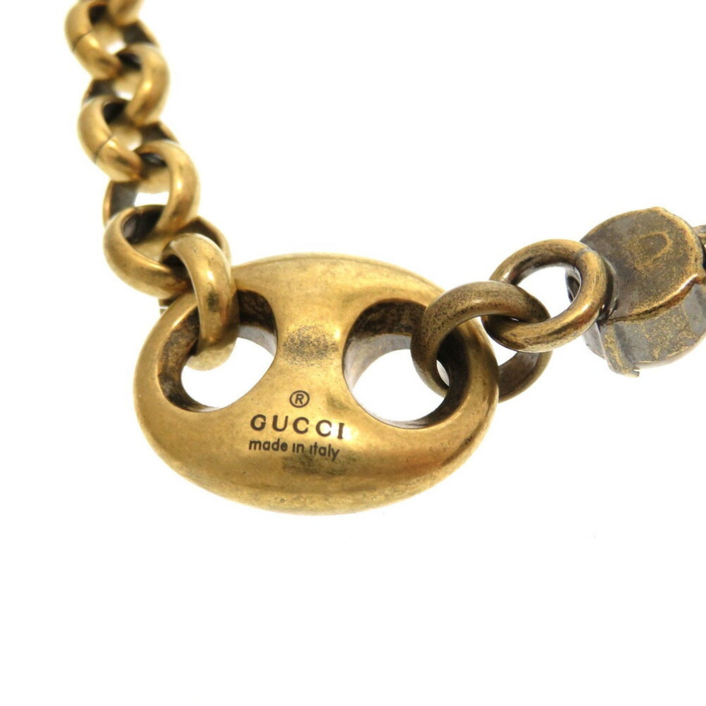 Gucci Triple Stone Gold Chain Choker Necklace Ivory Gray 0358 GUCCI