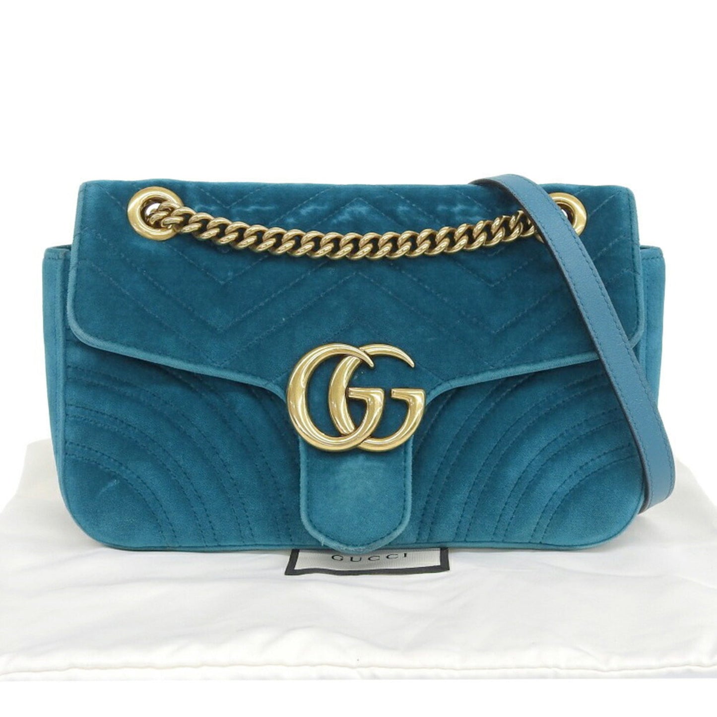 GUCCI GG Marmont Velvet Suede Buckskin Heart Chain Shoulder Bag 443497 591693