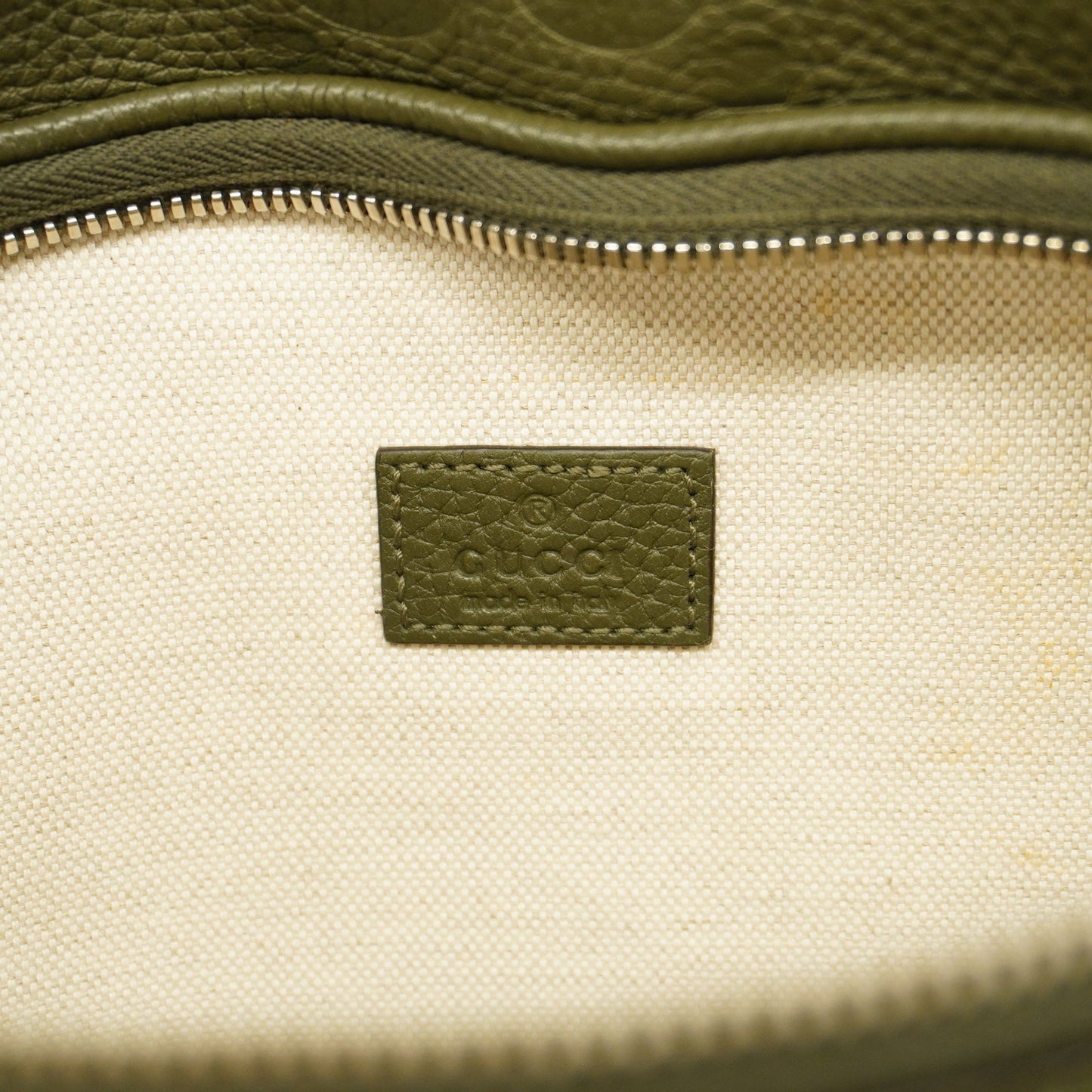 GUCCI Jumbo GG 645093 Men's Leather Sling Bag Khaki