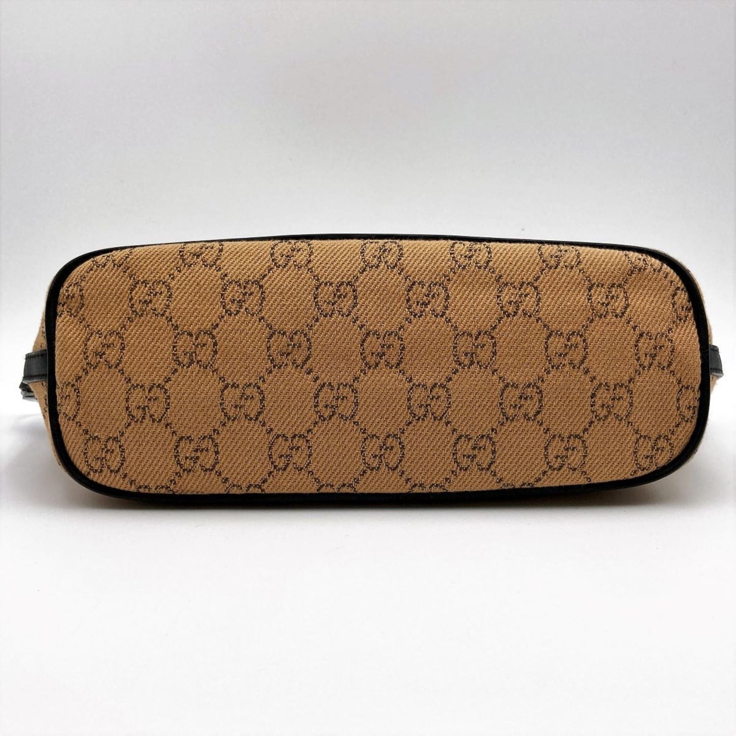 GUCCI 07198 Accessory Pouch Cosmetic Camel x Dark Brown GG Canvas Women's