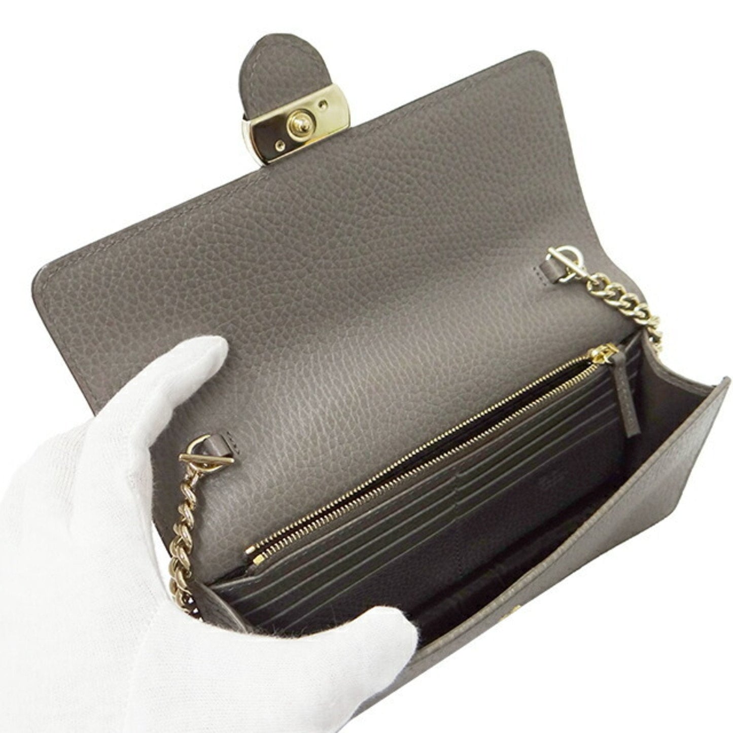 Gucci Bag ladies interlocking shoulder leather chain gray 510314