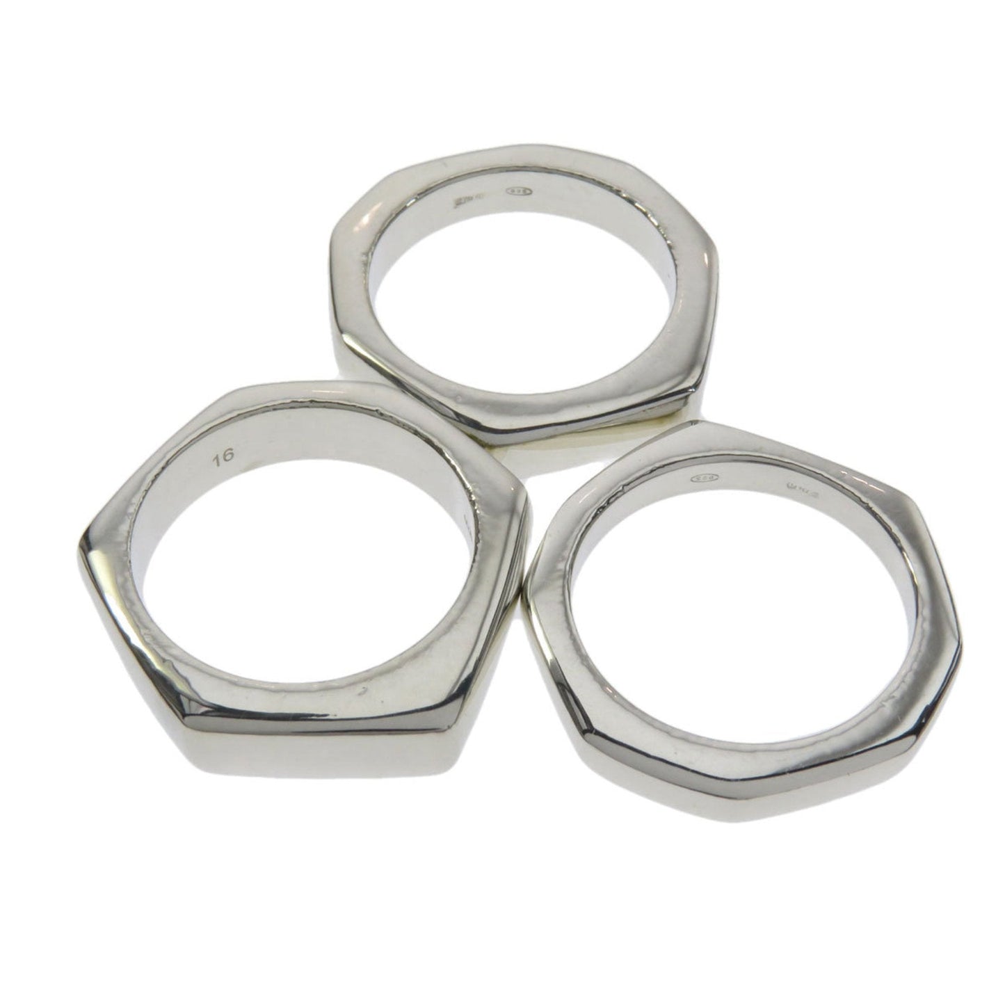 Gucci Triple Hexagon 3 Set Ring/Ring Silver Ladies GUCCI