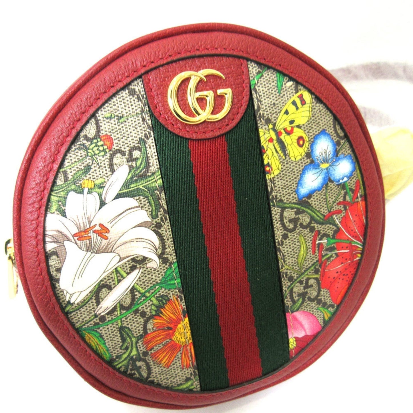 Gucci Bag Offidia Mini Rucksack Backpack Red Flower Circle Ladies GG Flora
