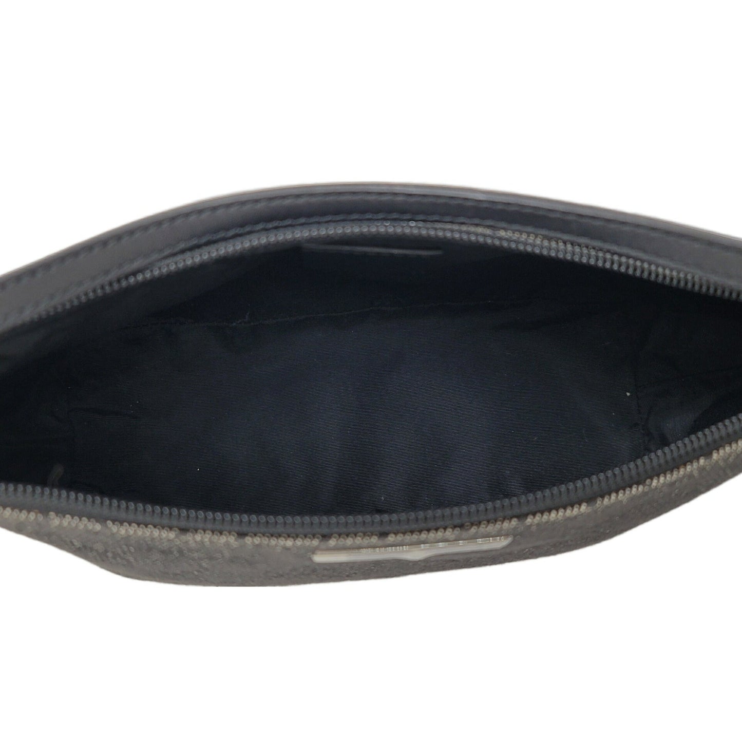 GUCCI 07198 Gray Black Pouch Handbag Back Canvas Leather Women Men Unisex