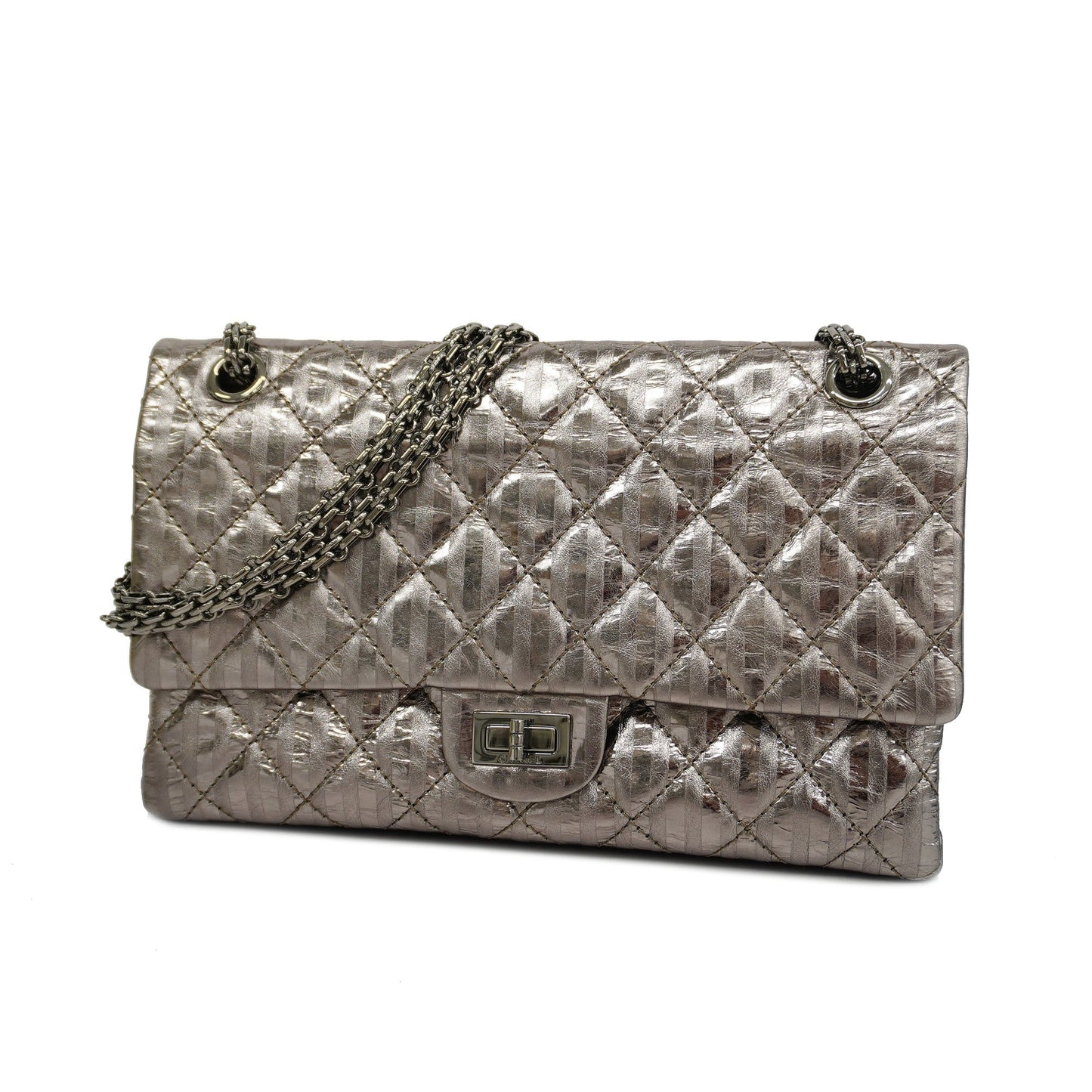 CHANEL 2.55 W Flap W Chain Lambskin Women's Patent Leather Shoulder Bag