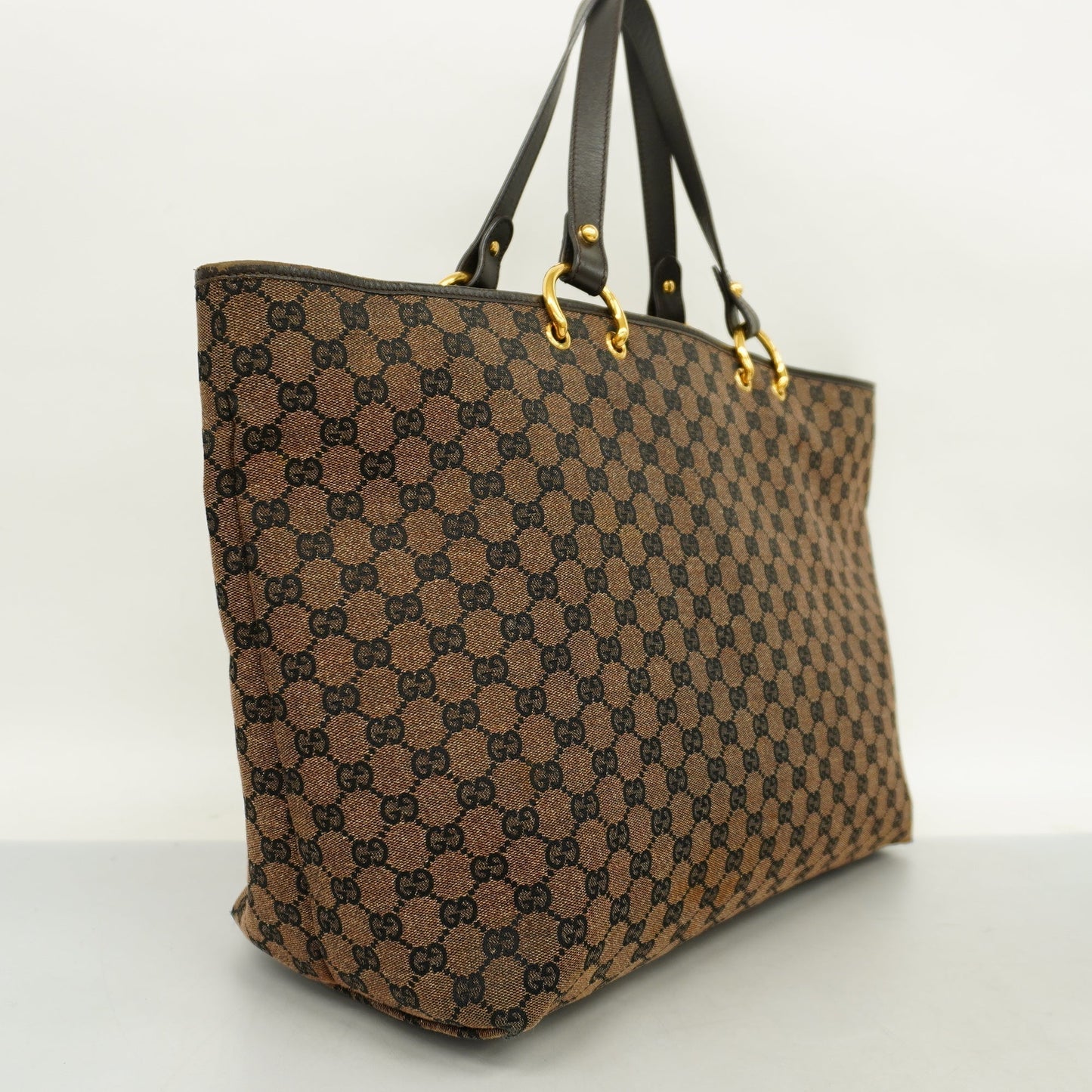 GUCCIAuth GG Canvas 130736 Women's GG Canvas Tote Bag Brown
