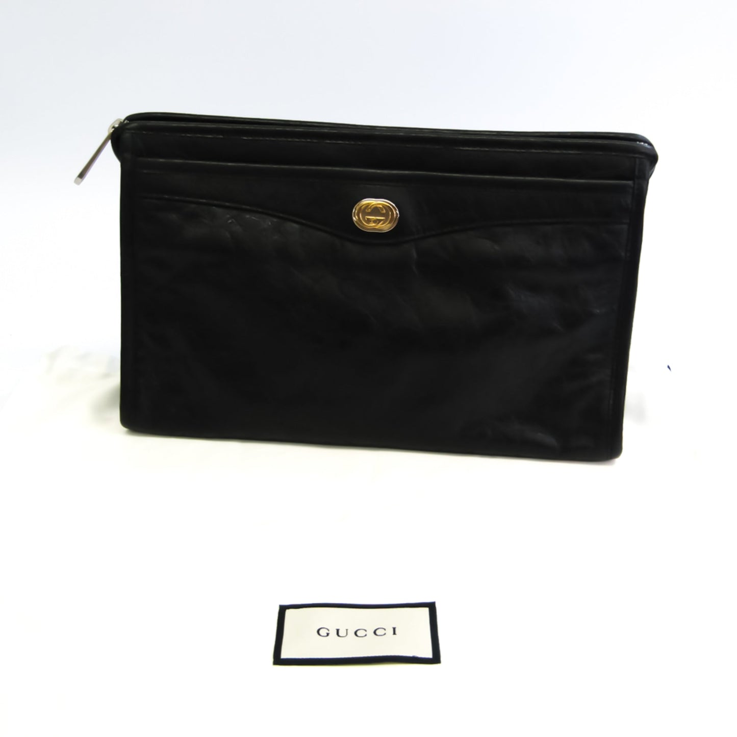 Gucci Unisex Leather Clutch Bag Black