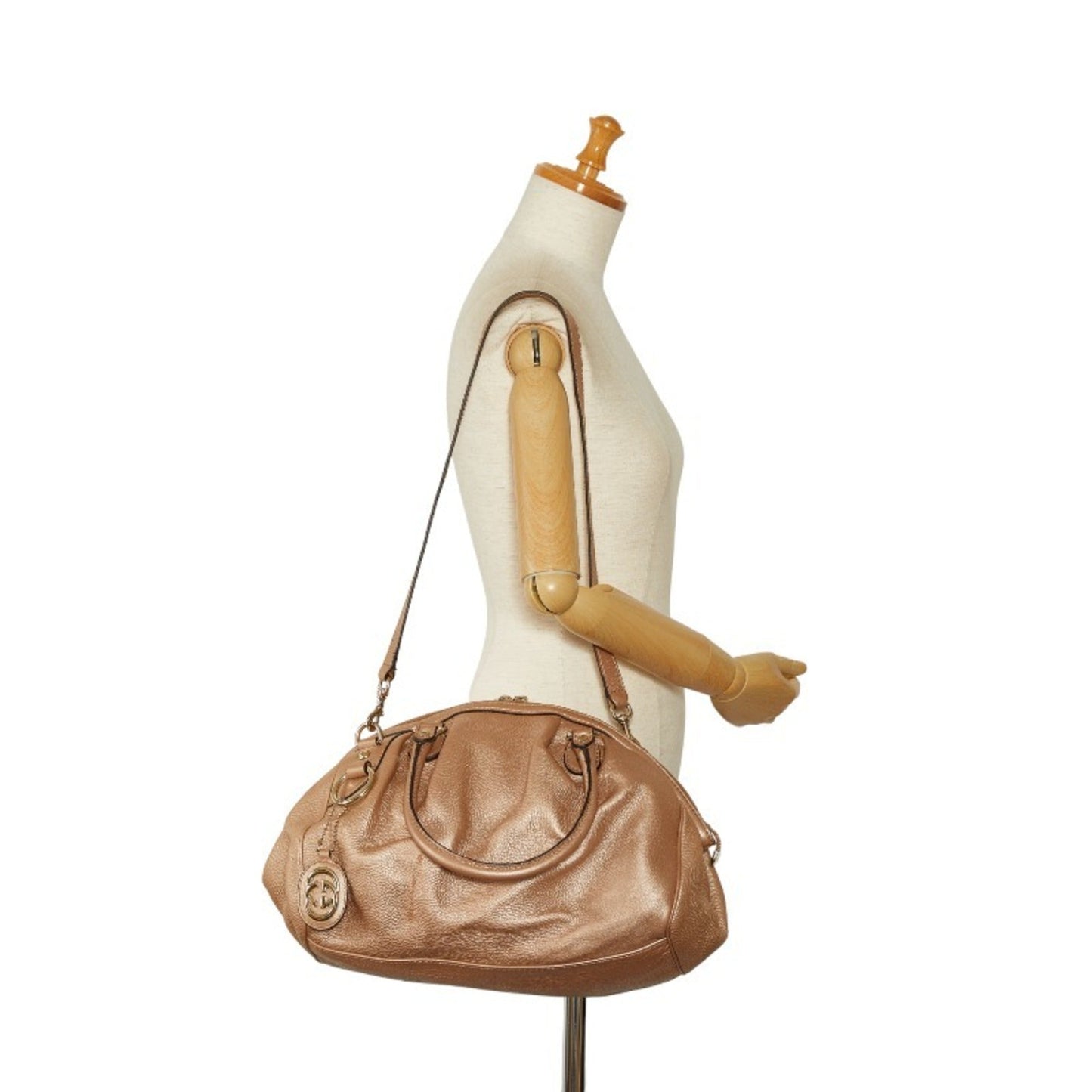 GUCCI Sookie Handbag Shoulder Bag 223974 Champagne Pink Leather Women's