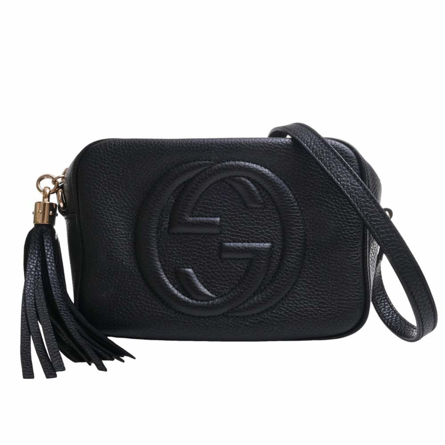 GUCCI Soho Leather Small Disco Bag Shoulder 308364 Black Ladies