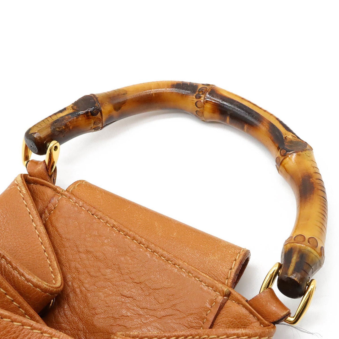 GUCCI Bamboo Shoulder Bag Leather Camel Brown 003.2113.0036