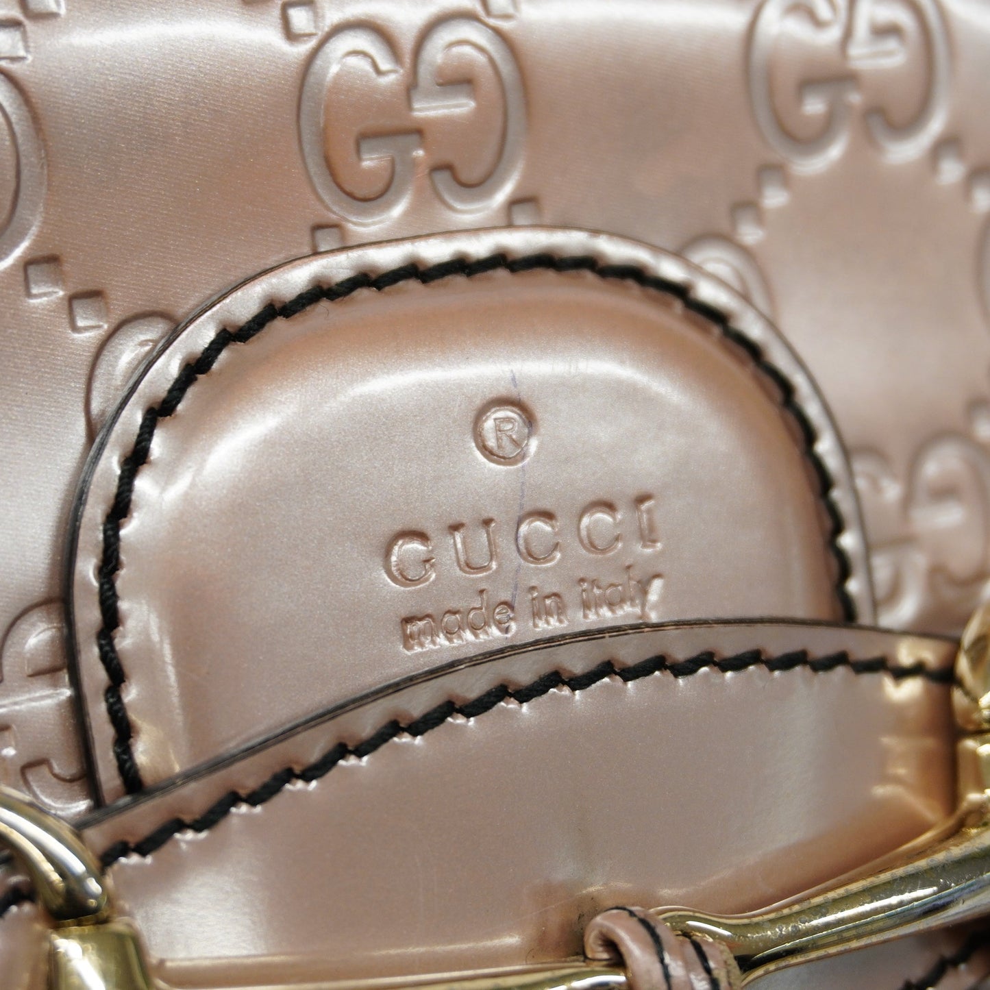 GUCCI Horsebit Shoulder Bag Emily Enamel 295402 Women's Shoulder Bag Pink