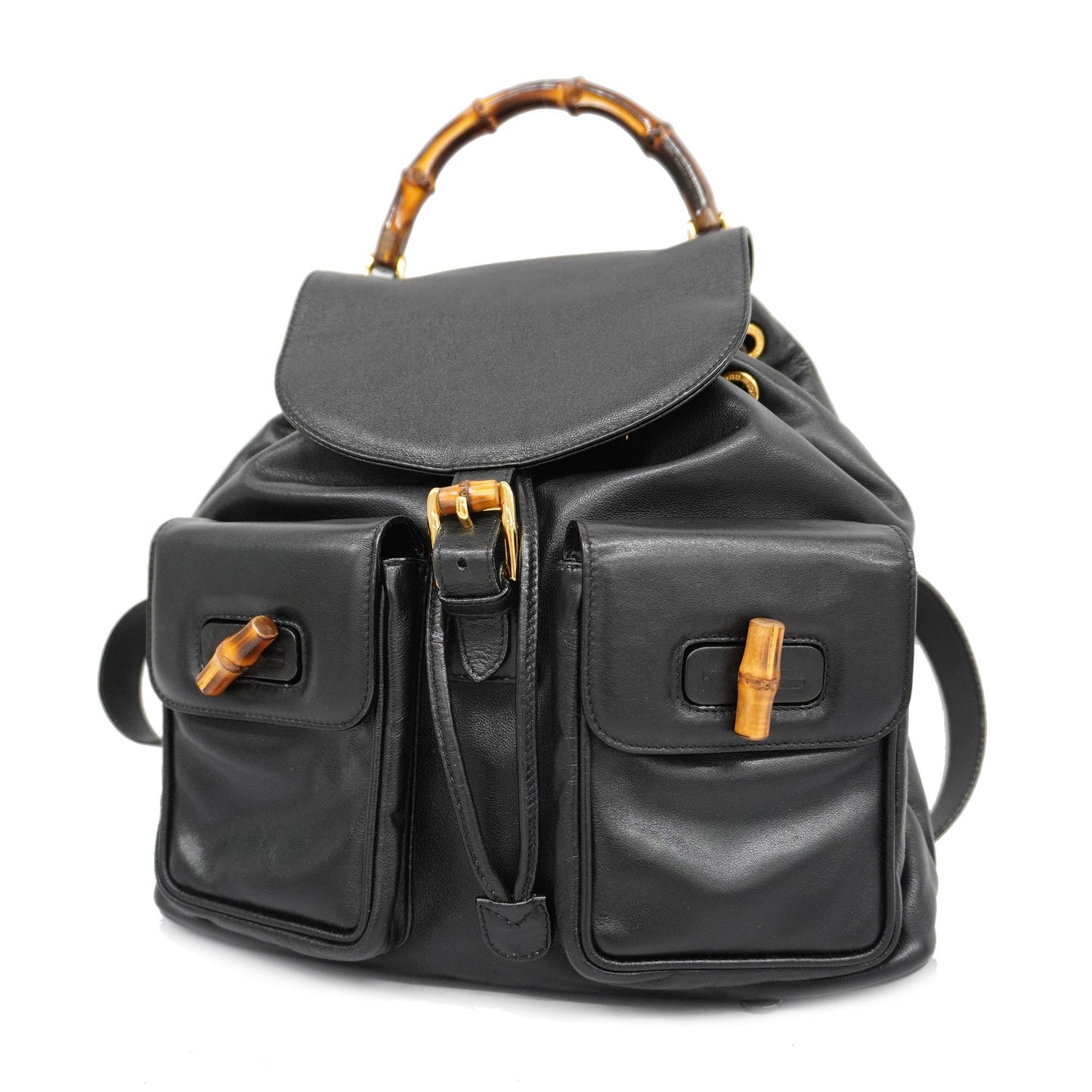 GUCCI Bamboo Rucksack 003 2058 0016 Women,Men,Unisex Leather Backpack Black