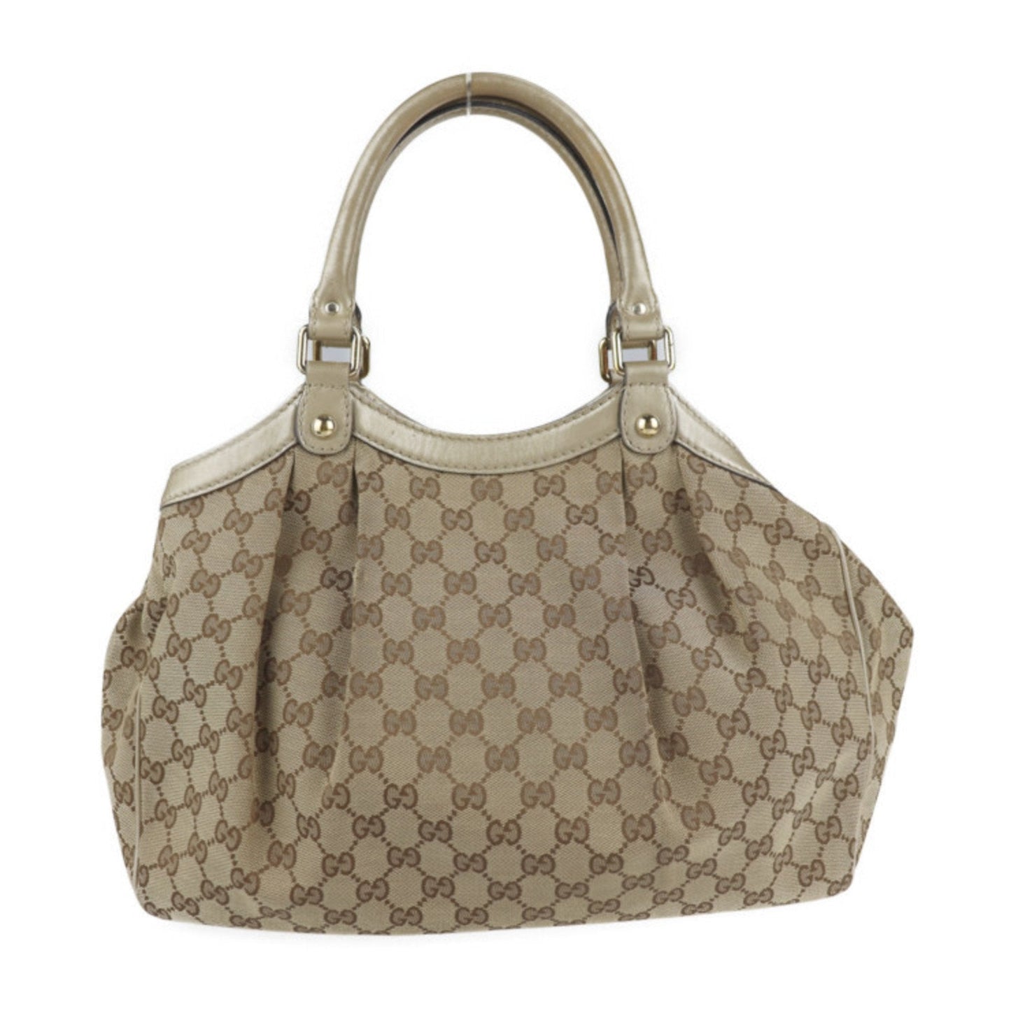 Gucci Suki handbag 211944 GG canvas leather beige gold hardware tote bag