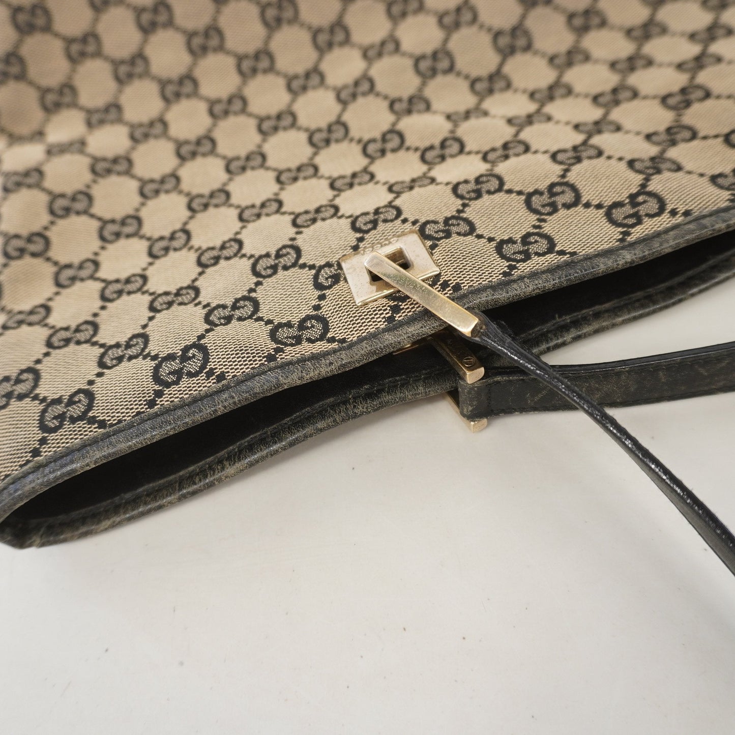 Gucci 002 1098 Women's GG Canvas Tote Bag Black