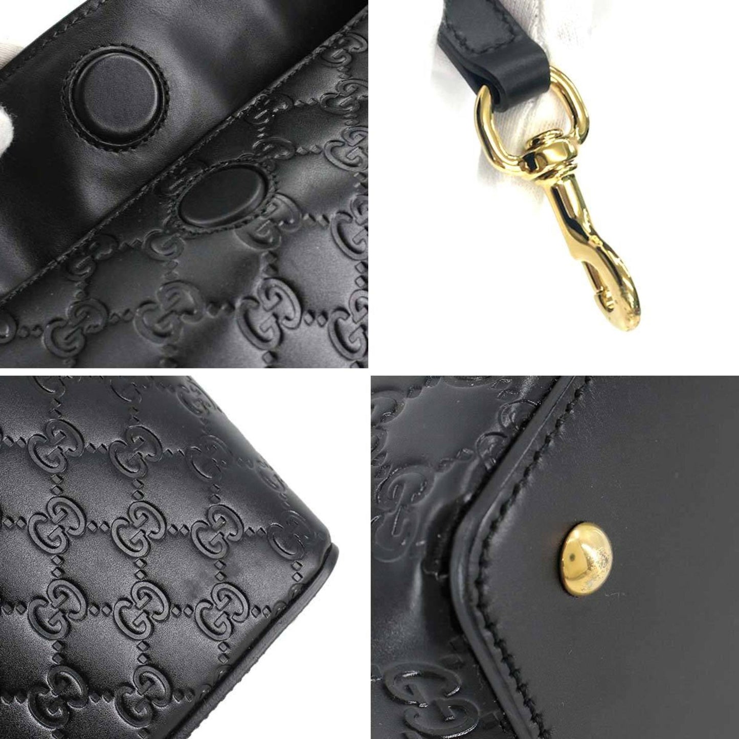 Gucci Guccisima 2way tote shoulder bag leather black 428226 Guccissima Bag