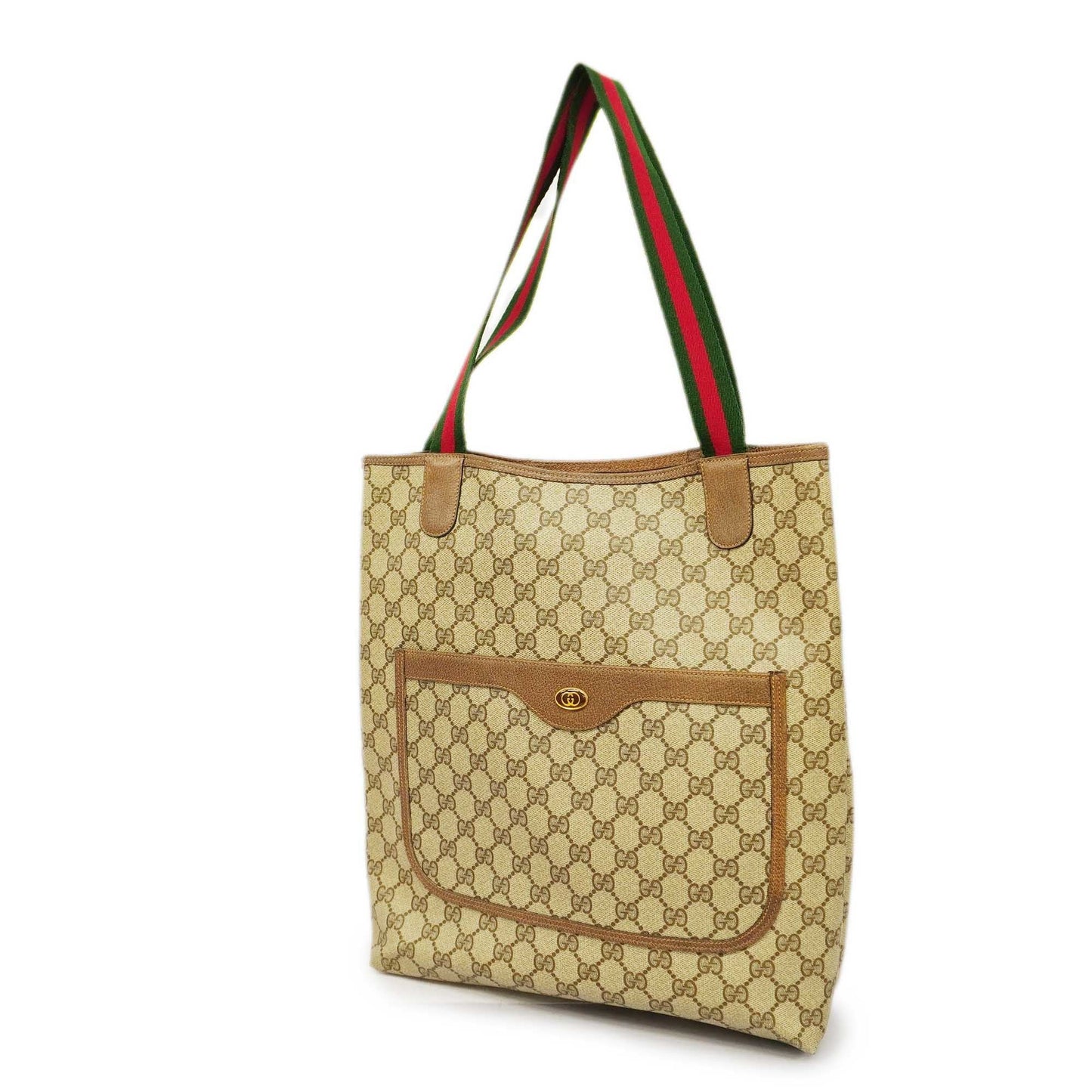GUCCIAuth Sherry Line Tote Bag 39 02 003 Women's GG Supreme,Leather Beige,Brown
